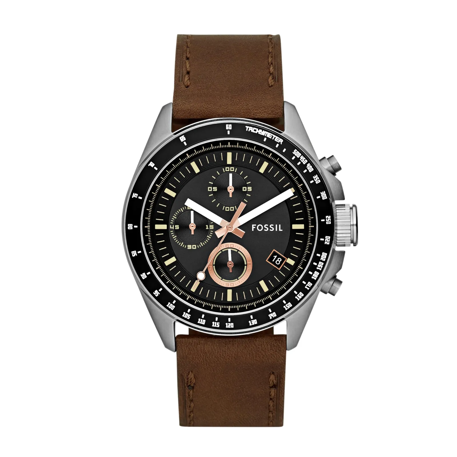 Fossil Reloj Decker Cronógrafo Cuarzo Hombre Piel Marrón