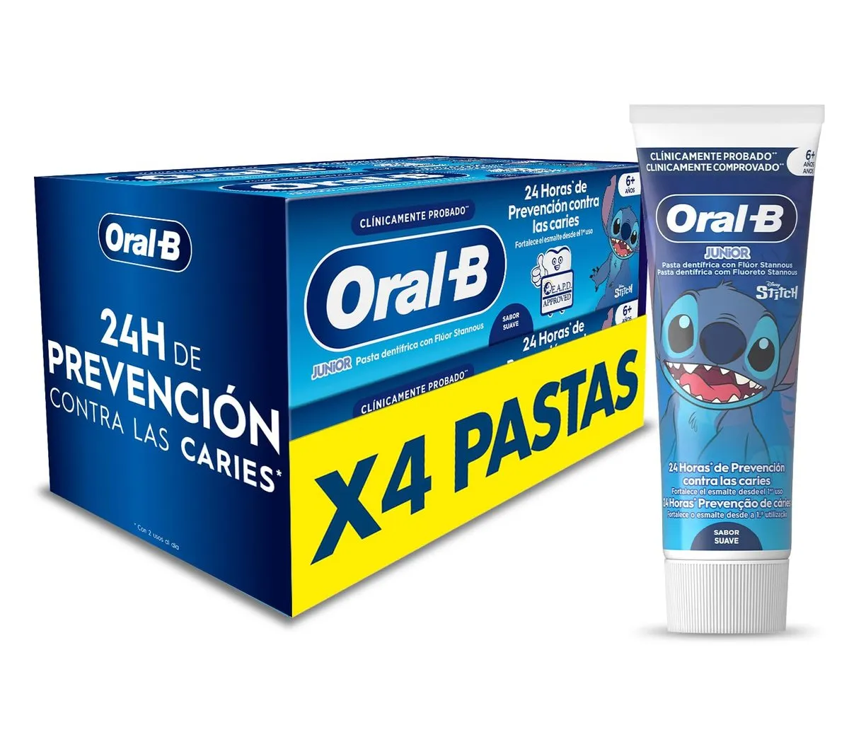 Oral-B Pro Junior Disney Stitch Pack 4x75 ml Pasta Dientes Infantil