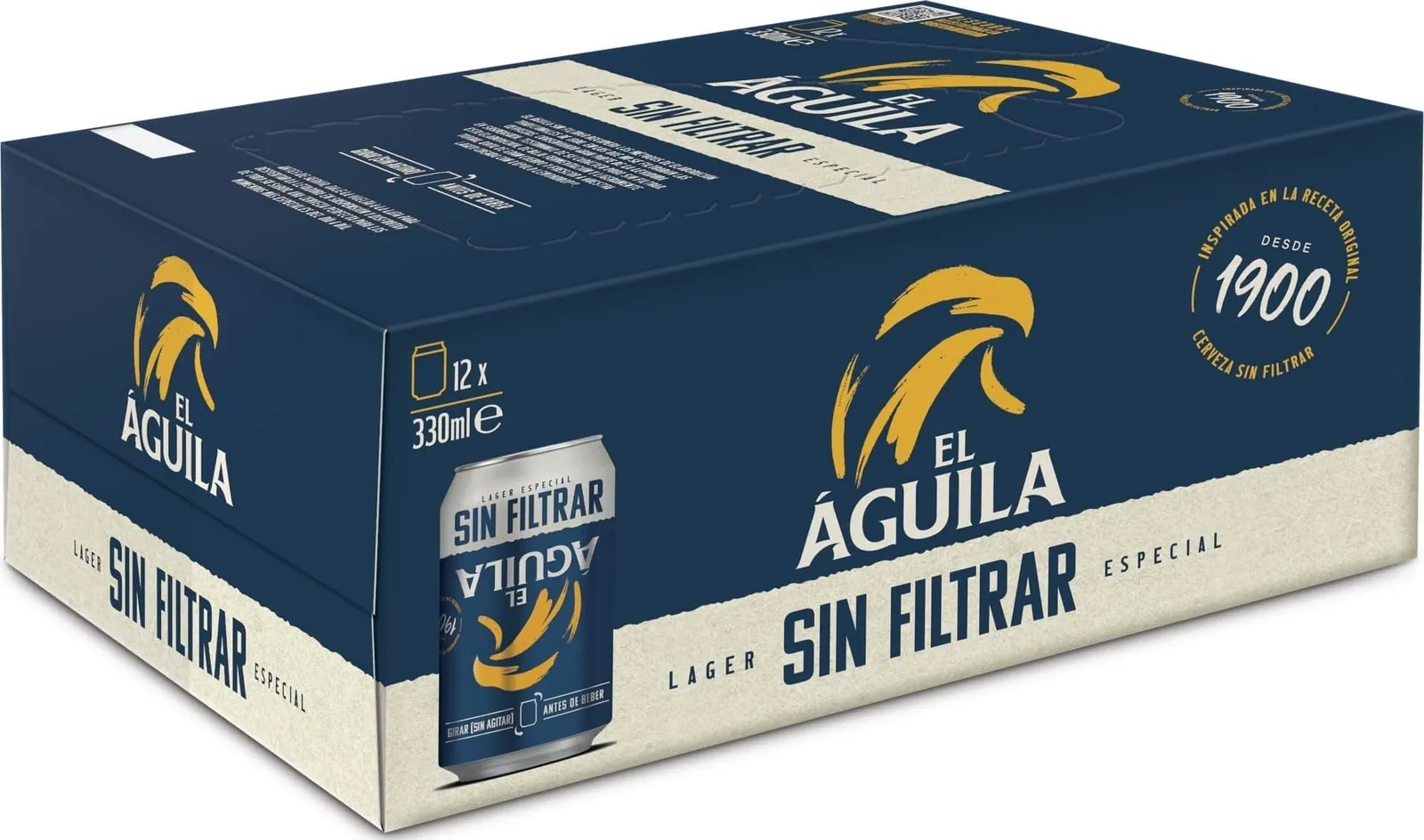 Pack 12 Latas Cerveza Lager Especial El Aguila Dorada 33 cl
