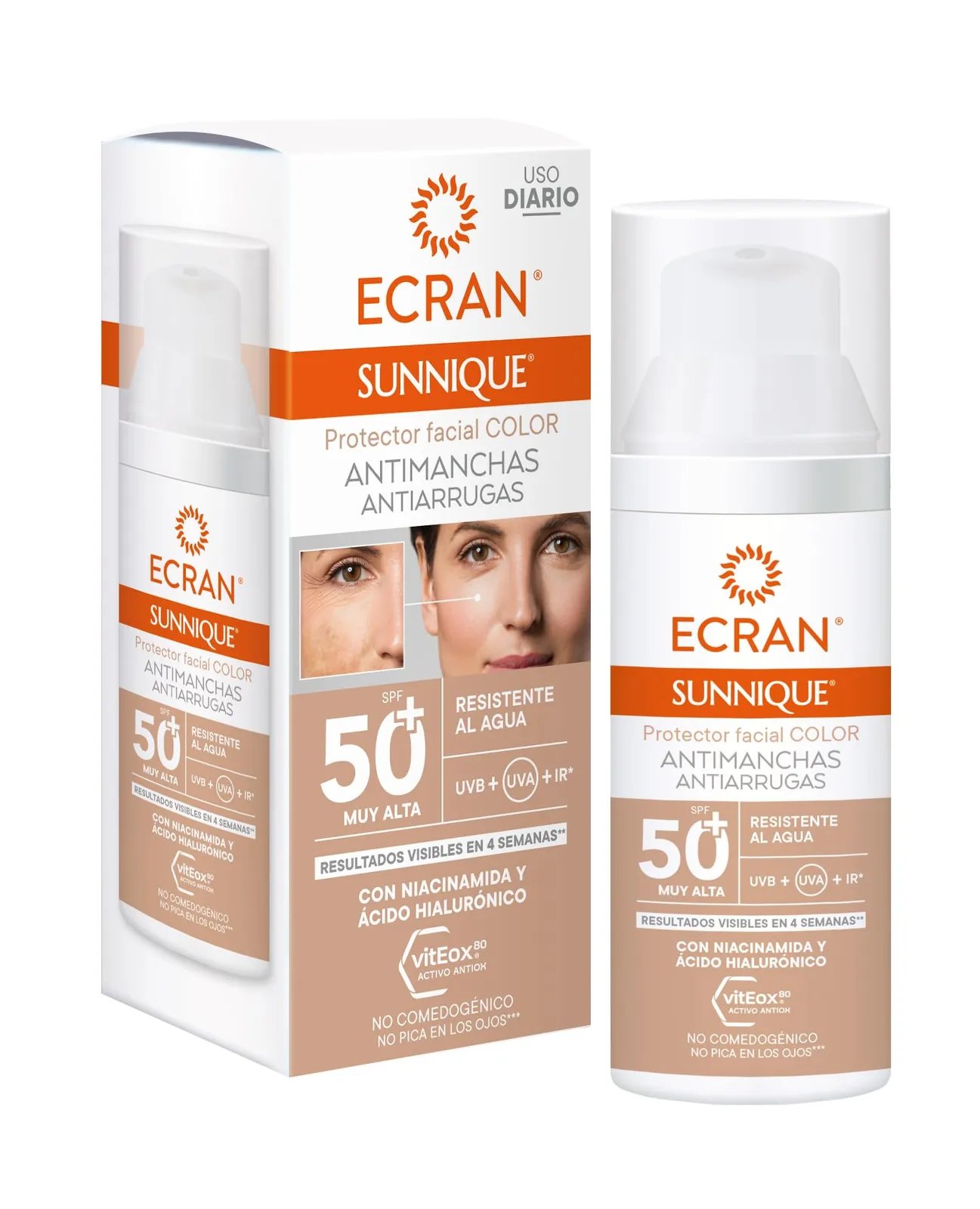 Ecran Sunnique Protector Facial Antimanchas FPS50+ con Color 50ml