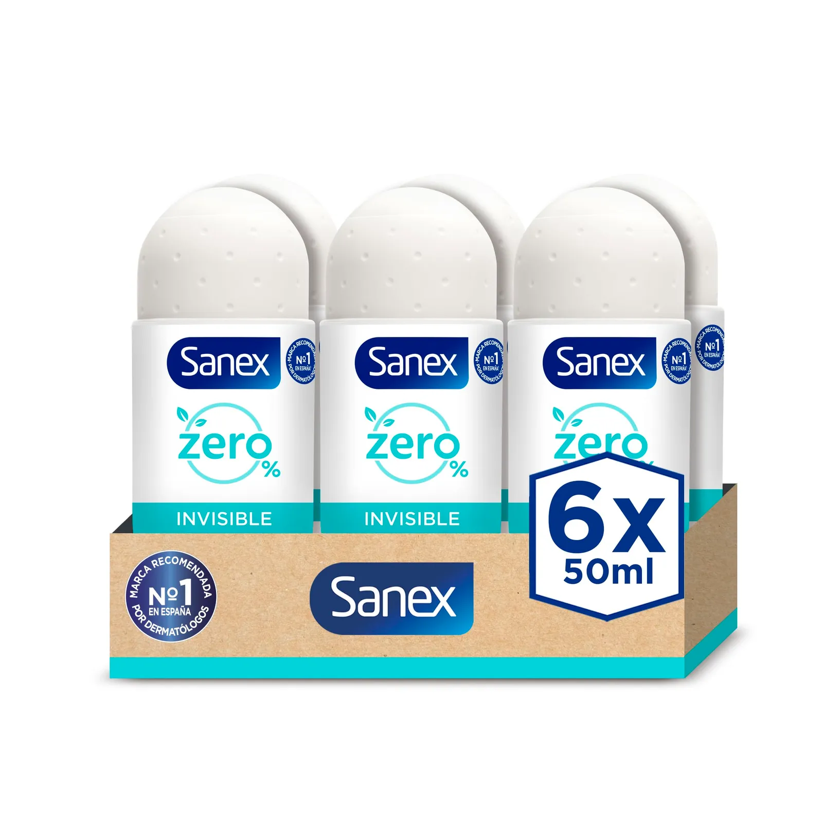 Pack 6x Desodorante Sanex Zero% Invisible Roll-on 50ml