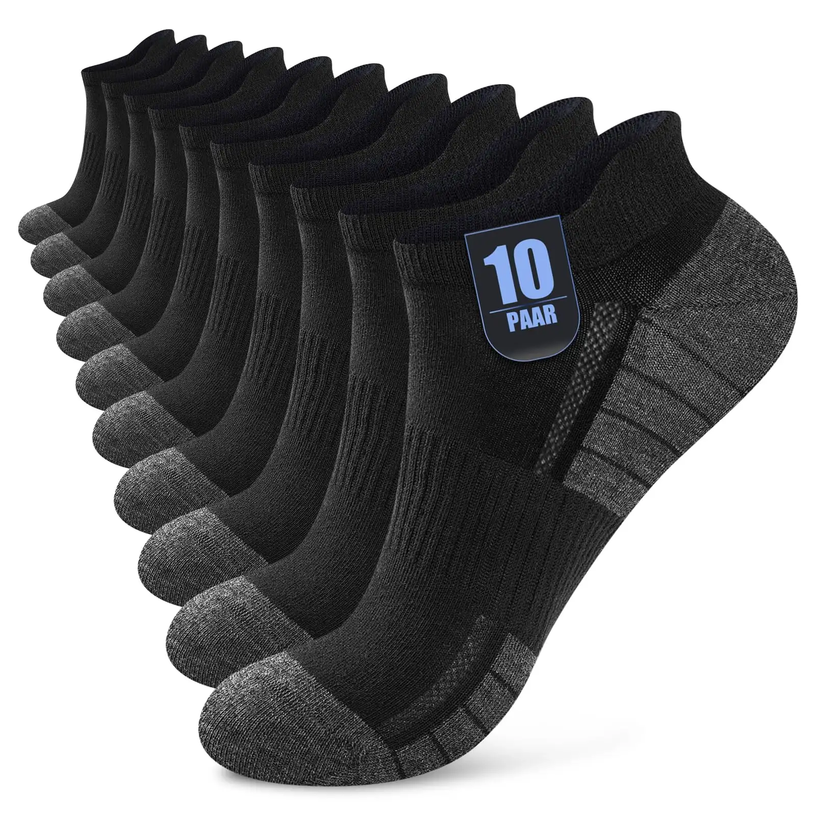 Pack 10 Calcetines Tobilleros de Algodón Transpirables