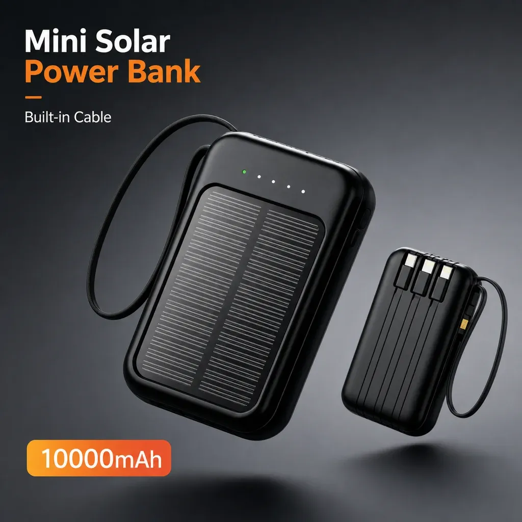 Batería solar 20000mAh con cable integrado