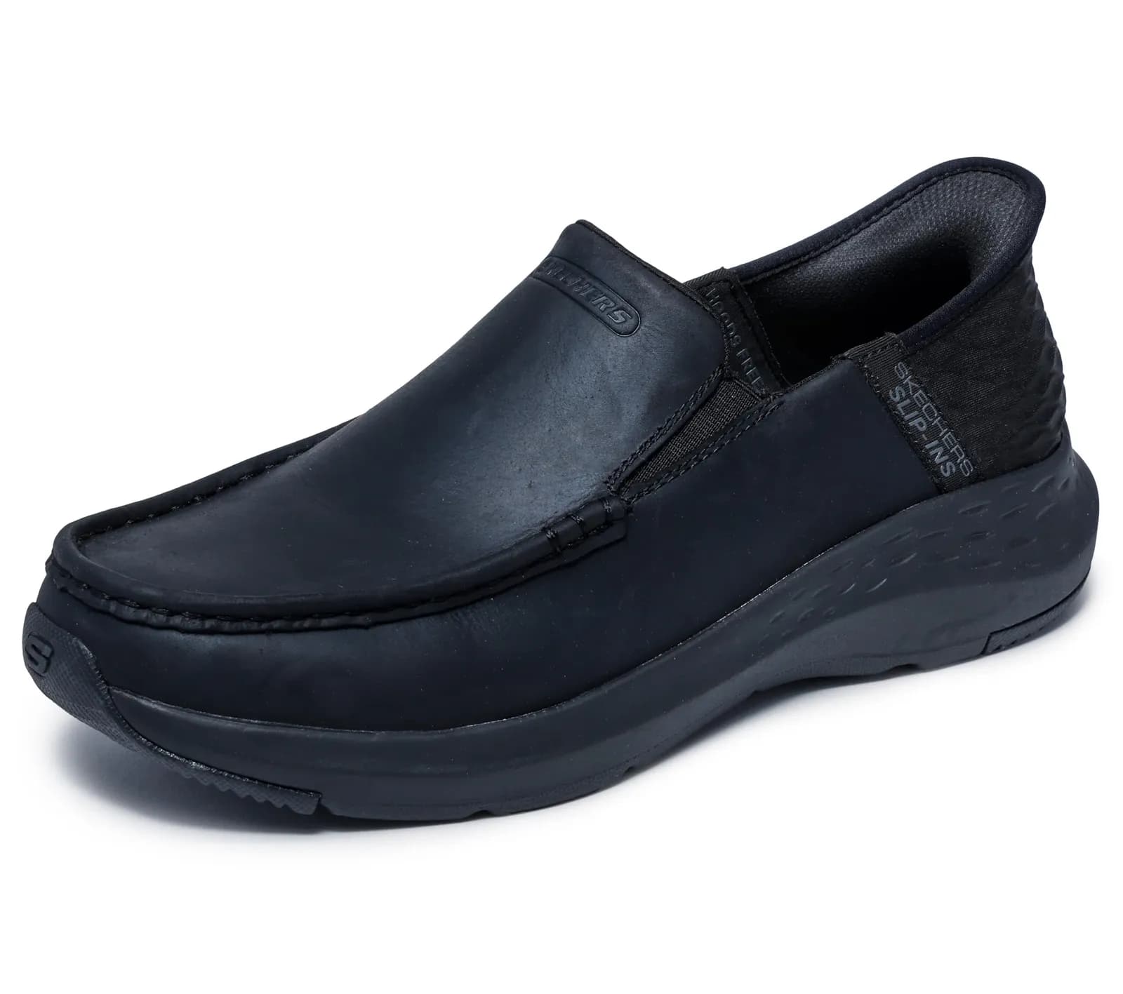 Skechers Parson Oswin Slip-In Entrenador Hombre Piel Negra (varias tallas)