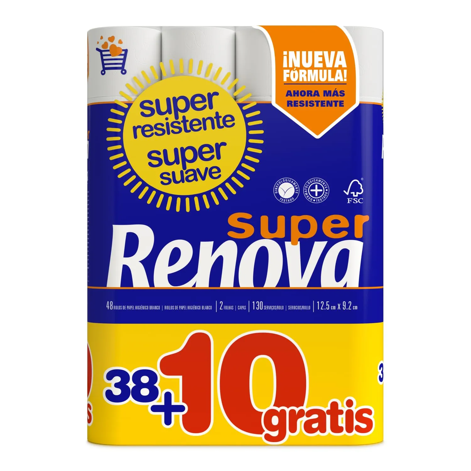 Pack 48 Rollos Papel Higiénico Renova Blanco Doble Capa