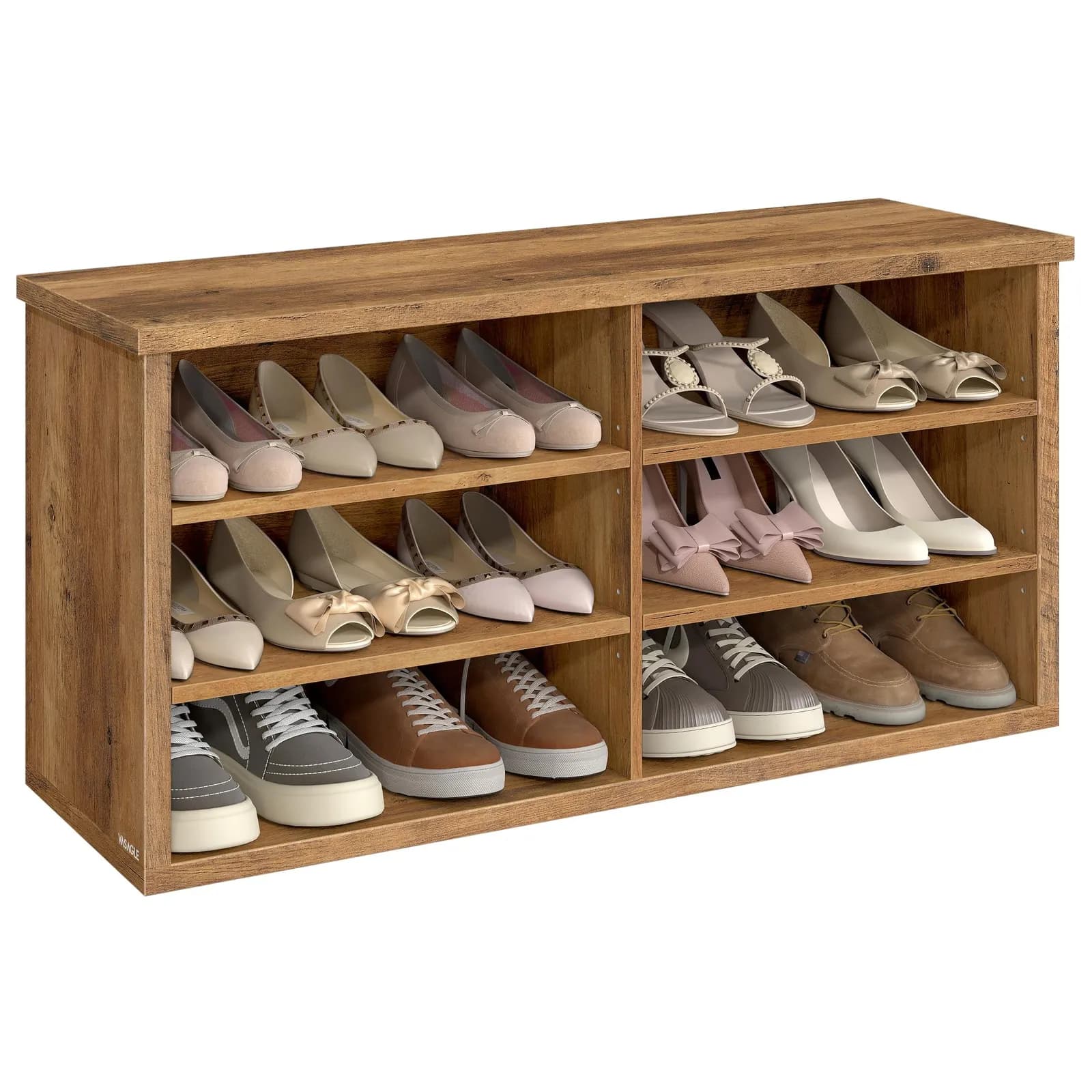 Banco Zapatero VASAGLE LSB036K01, 6 Compartimentos, Ajustable, 100x50x29.5 cm, Marrón