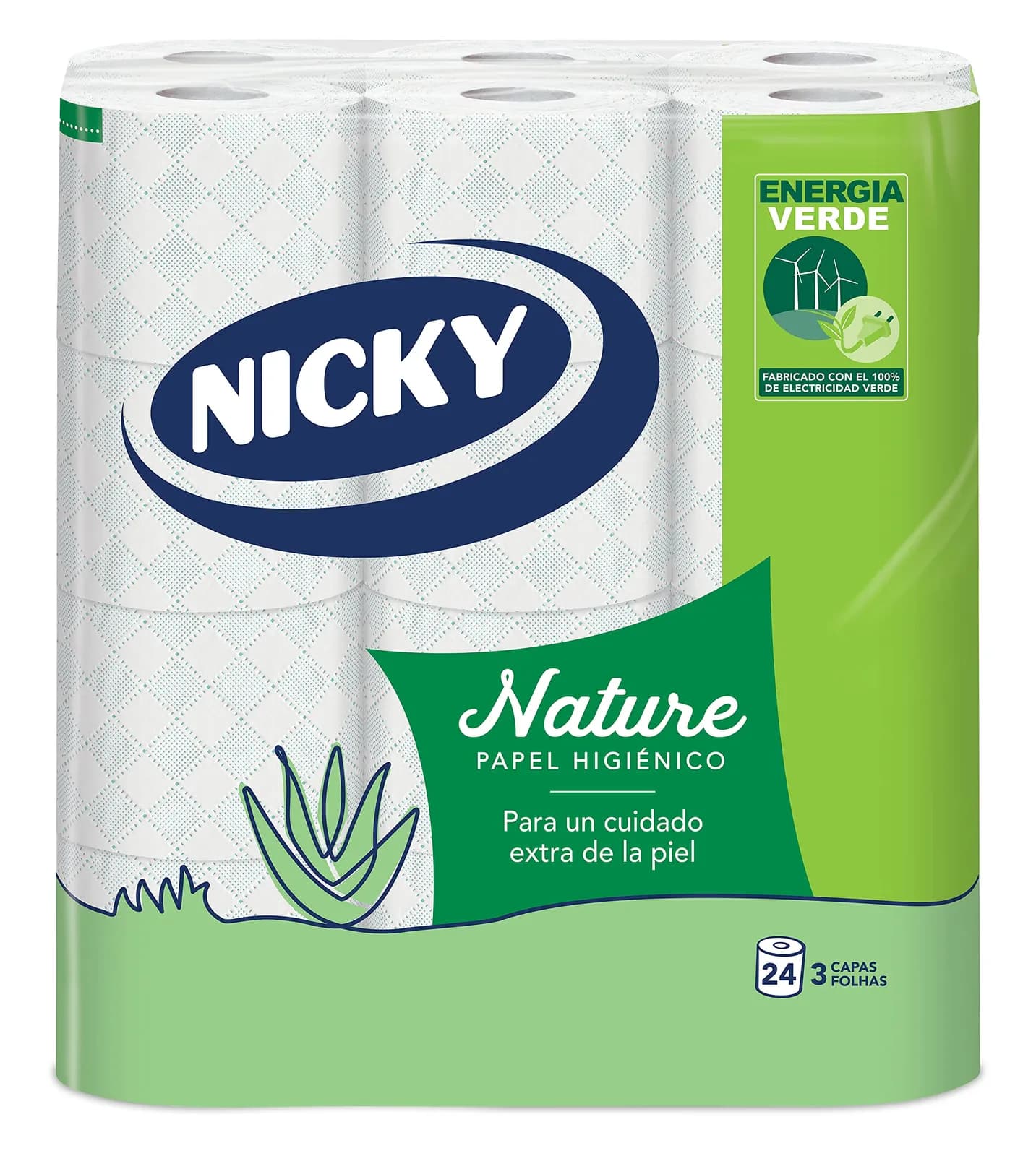 Nicky Nature Papel Higiénico 24 Rollos 3 Capas Aloe Vera