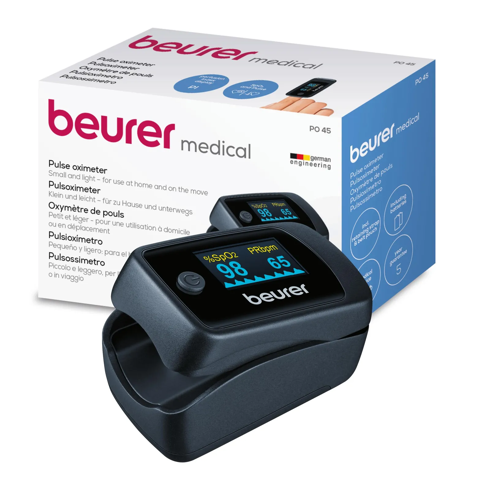 Pulsioxímetro Beurer PO 45 con Pantalla a Color