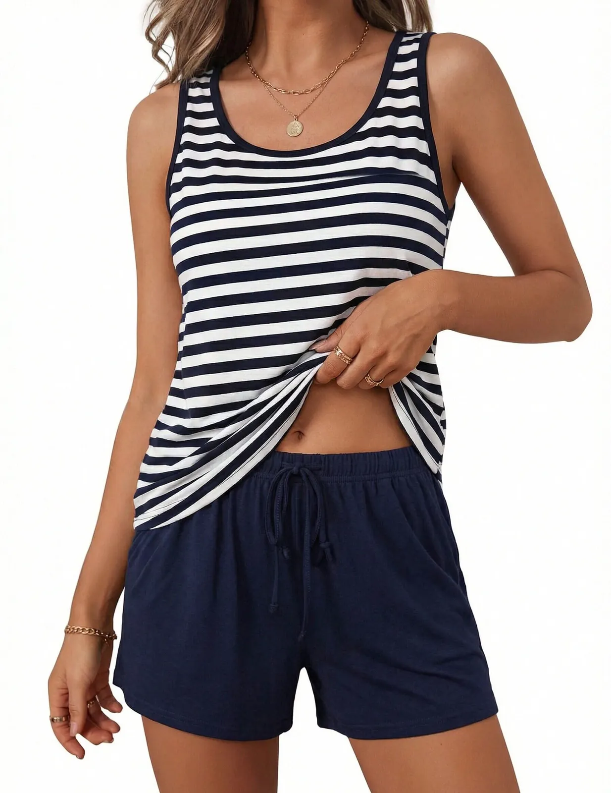 Pijama Litherday para mujer, 95% algodón, camiseta de tirantes y pantalón corto (varias tallas)