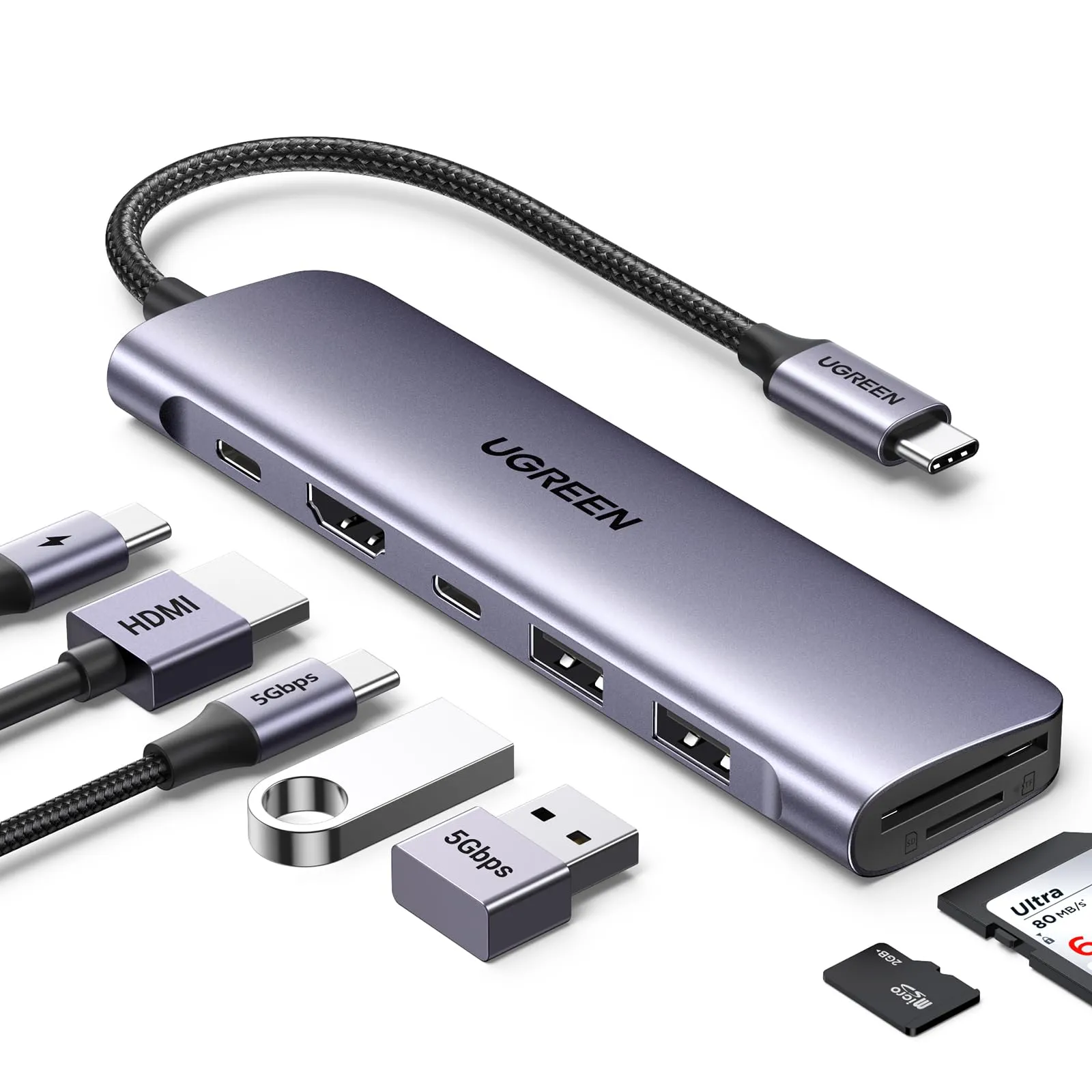 Hub USB-C 7 en 1 UGREEN Revodok 1071, adaptador multipuerto y docking station