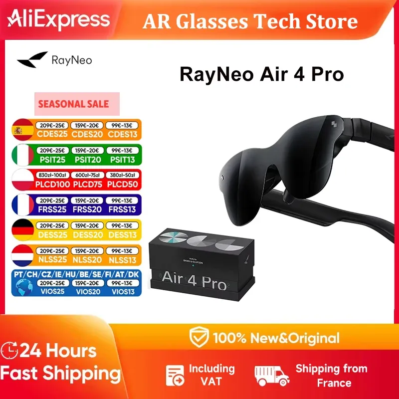Gafas AR RayNeo Air 4 Pro: pantalla 135" HD 3D, cine privado para móvil, PC y consolas