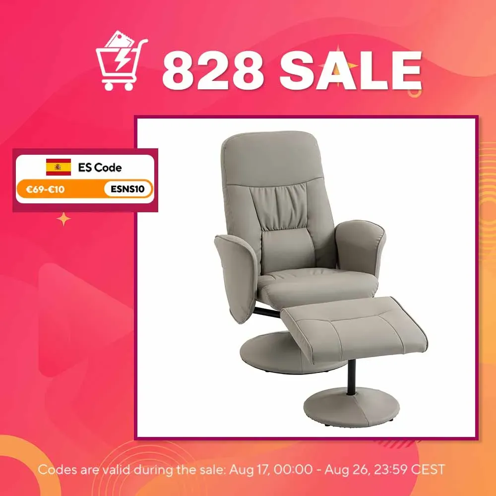 Homcom Sillón Reclinable con Reposapiés Giratorio