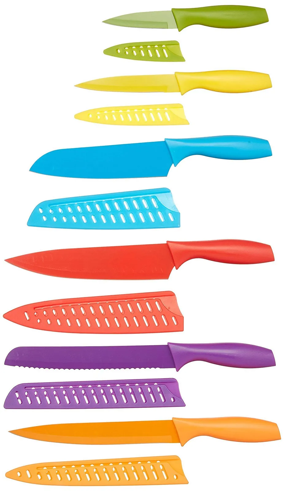 Amazon Basics Juego de Cuchillos de Cocina con 12 Piezas y Fundas