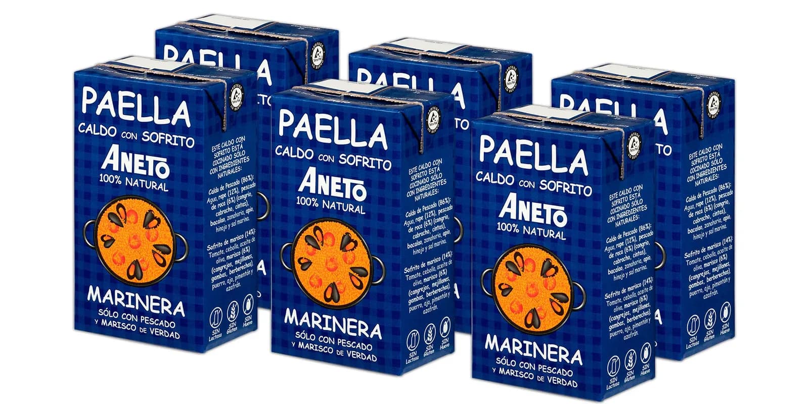 Caldo Aneto 100% Natural para Paella de Pescado y Marisco, 6 Litros