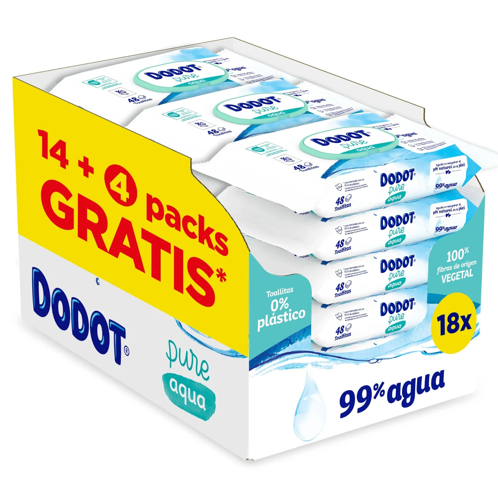 Dodot Aqua Pure - Pack de 864 Toallitas (18 Paquetes)