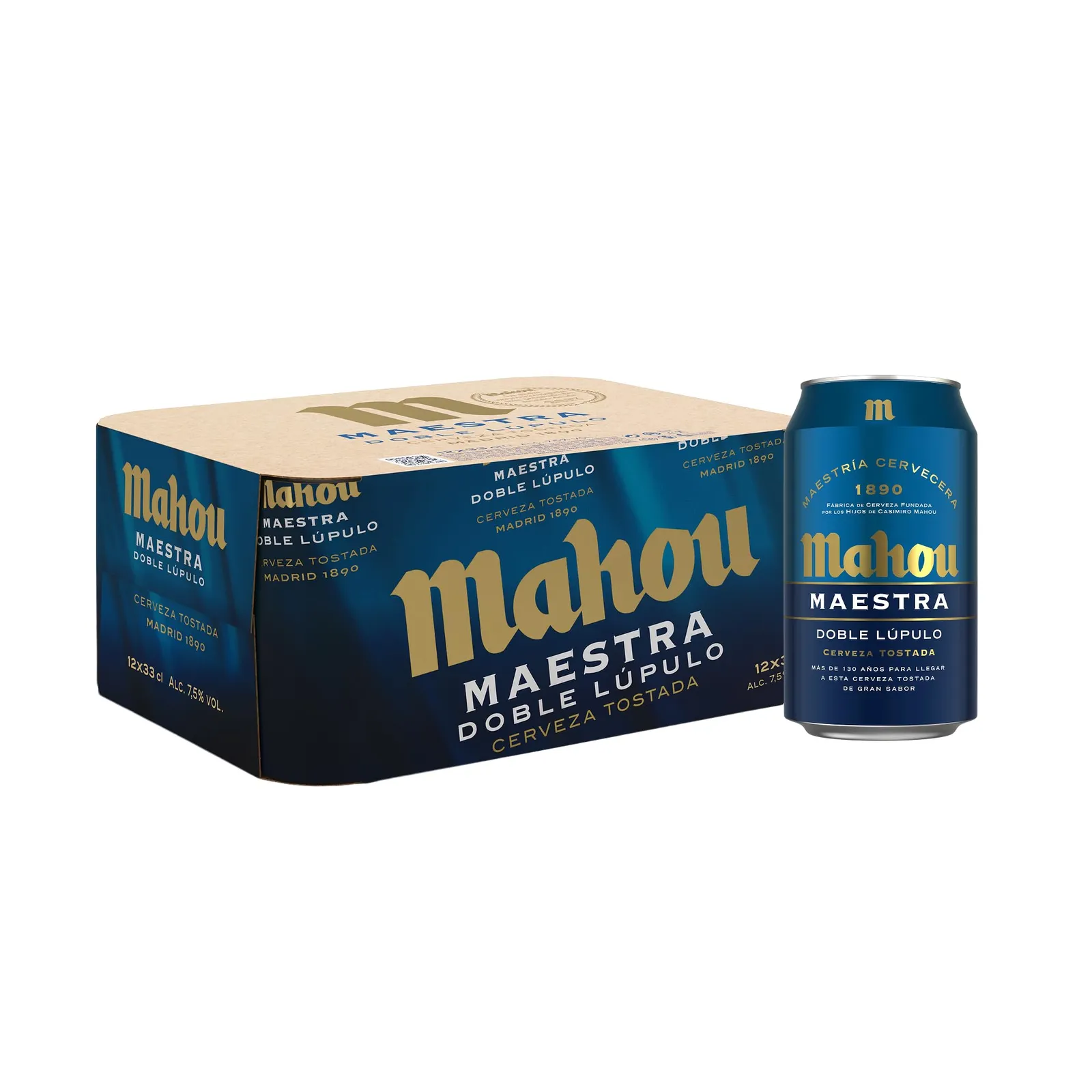 Mahou Maestra Doble Lúpulo Cerveza Lager Tostada Pack 12 Latas 33cl