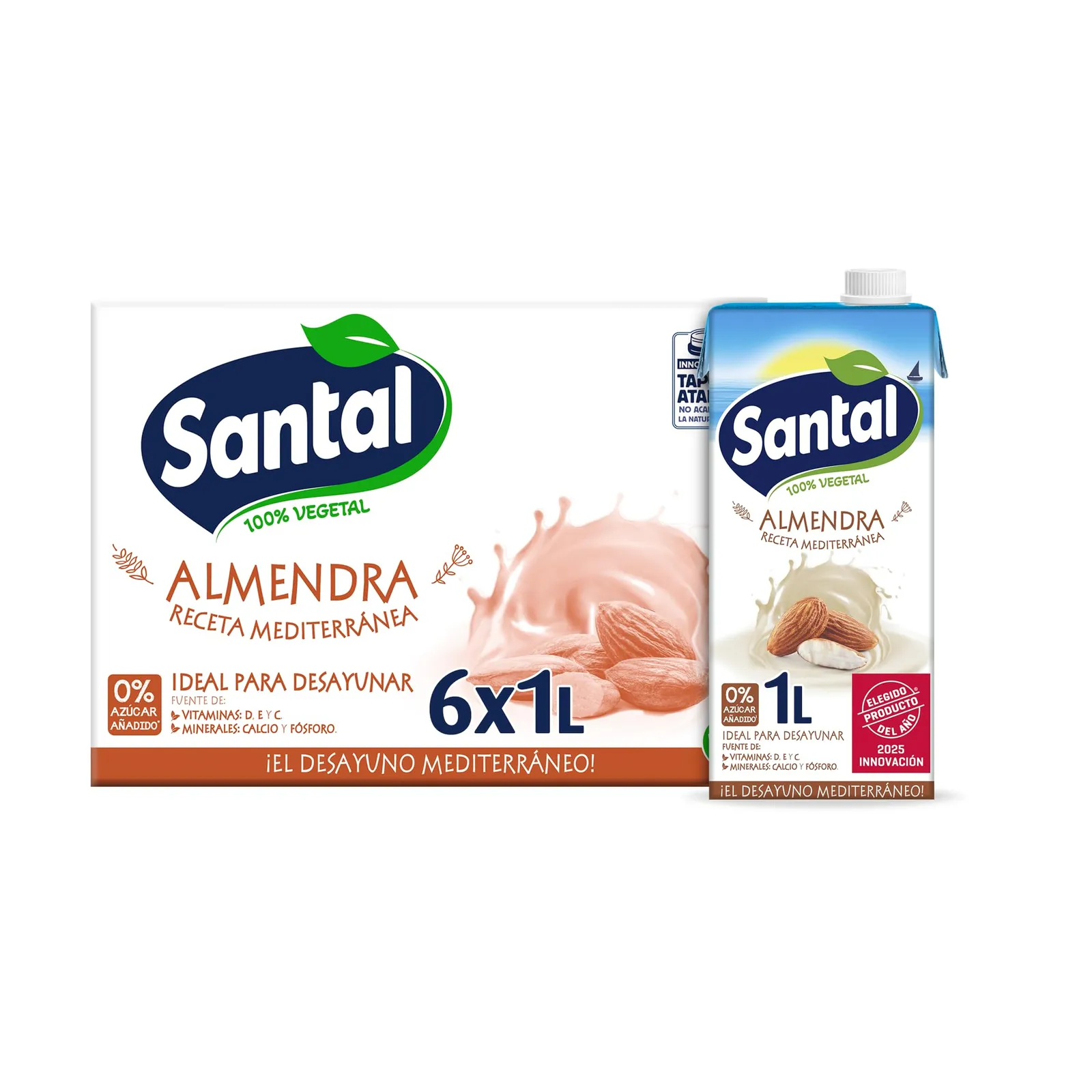 Pack de 6 litros de bebida de almendra Santal sin azúcares añadidos