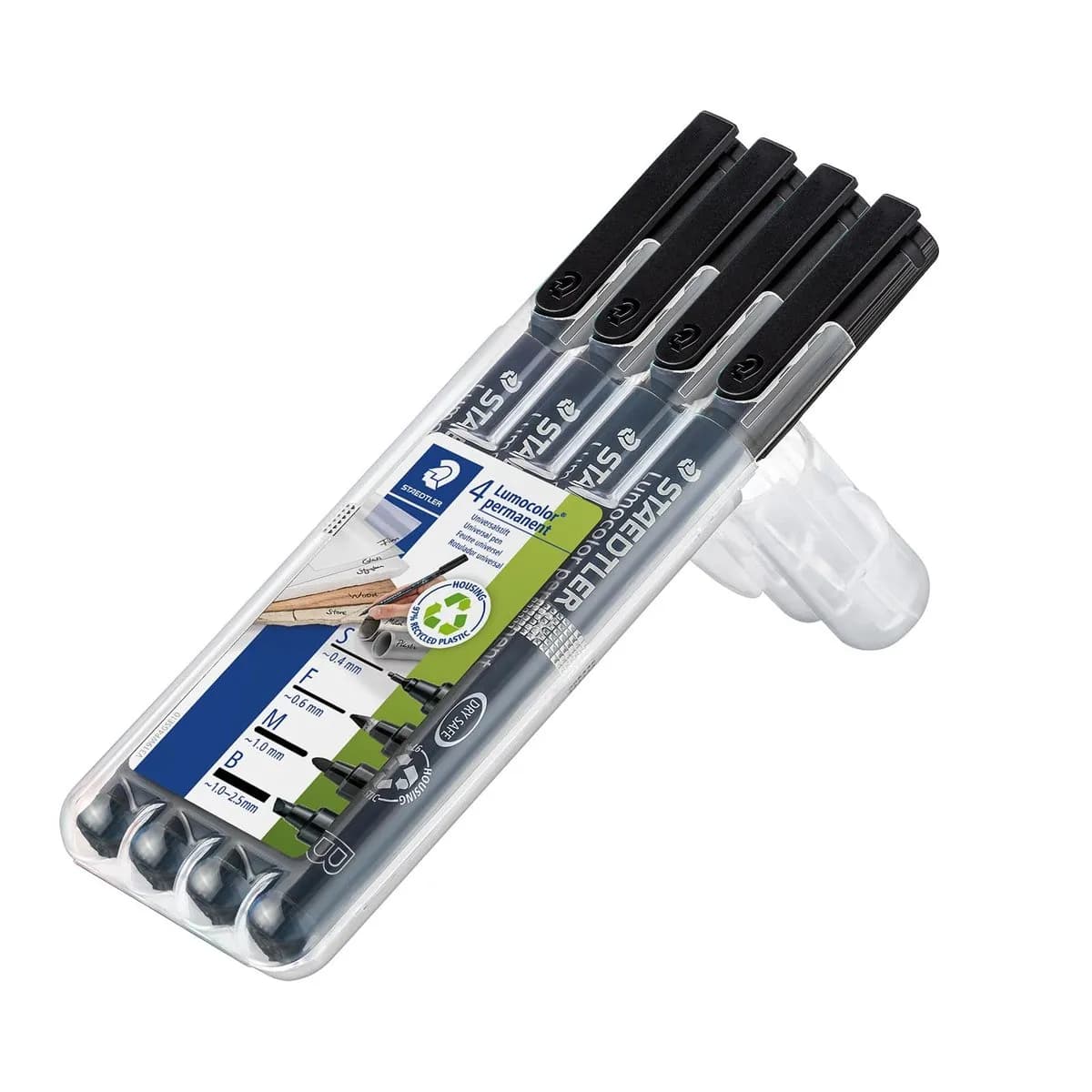 Rotuladores permanentes STAEDTLER Lumocolor 31, pack 4 negro (S/F/M/B)