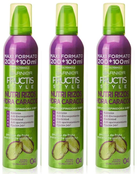 Garnier Fructis Style Espuma Hidra-Rizos 5 Acciones (3 x 200 ml)