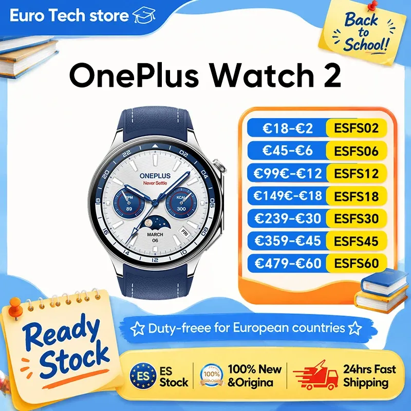 Smartwatch OnePlus Watch 2 con pantalla AMOLED de 1,43" y cristal de zafiro