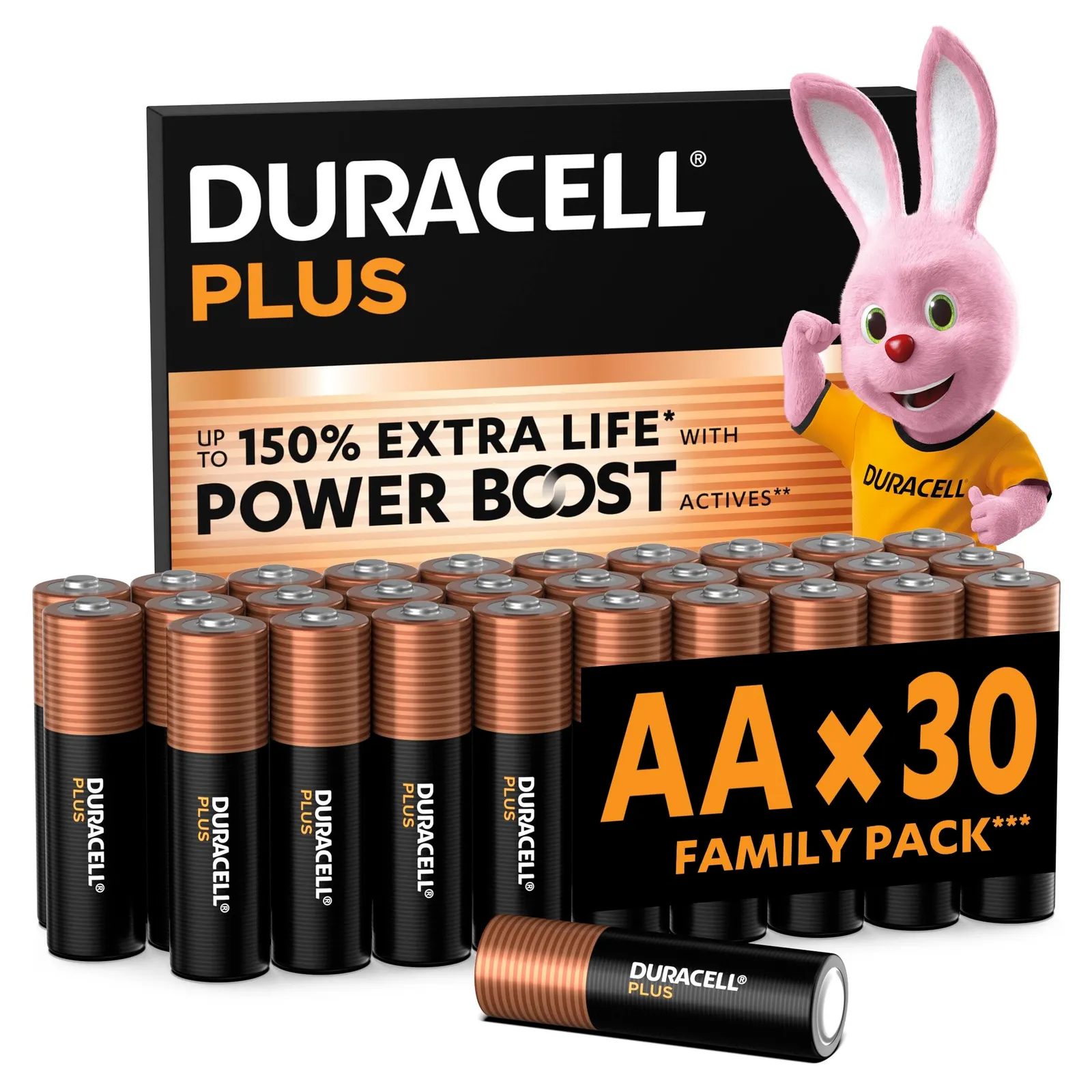 Pilas Alcalinas Duracell Plus AA (30 unidades)
