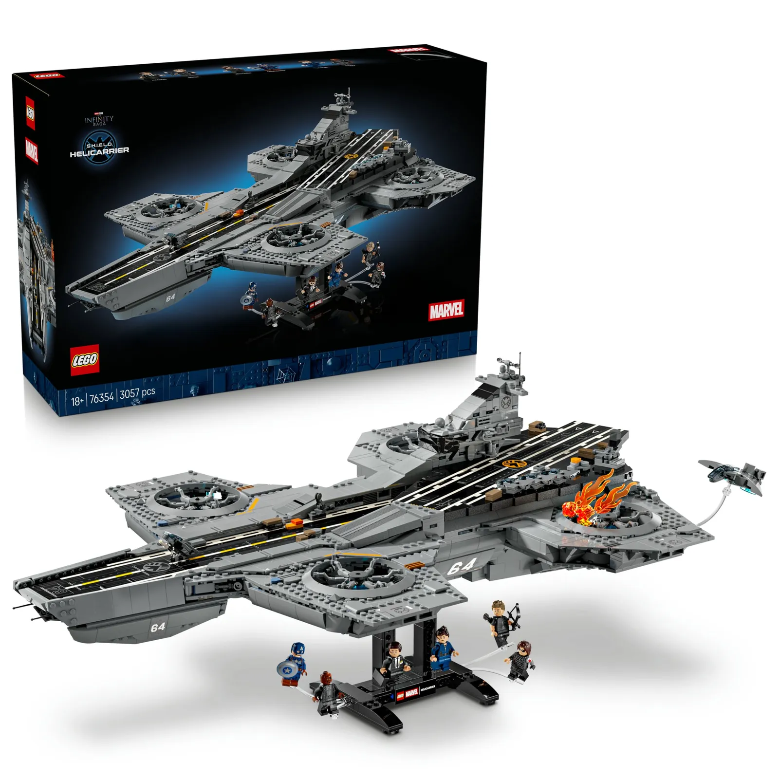 LEGO Marvel Helitransporte de S.H.I.E.L.D. (3057 Piezas, 6 Minifiguras)