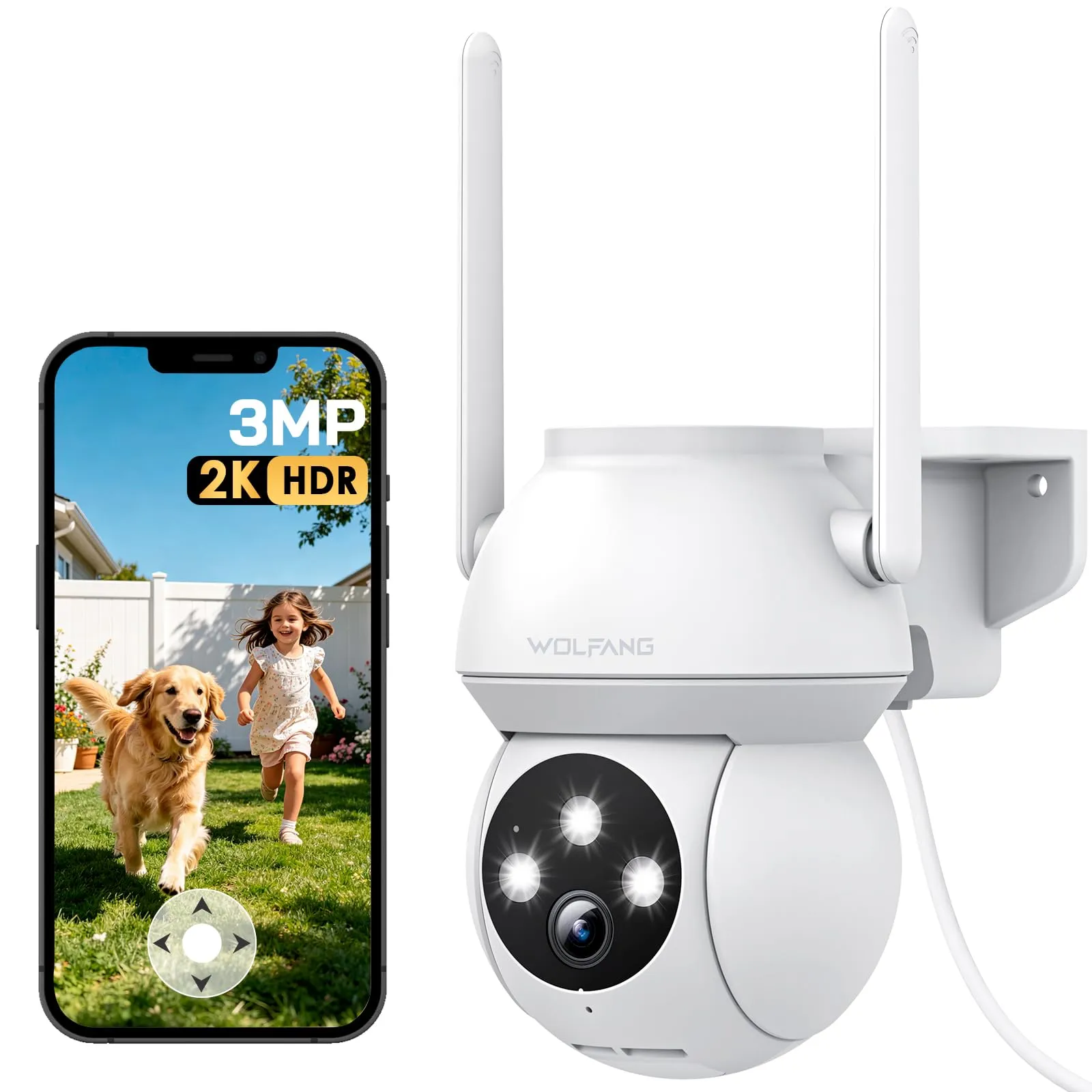 Cámara de Seguridad Exterior WiFi 2K PTZ 360°