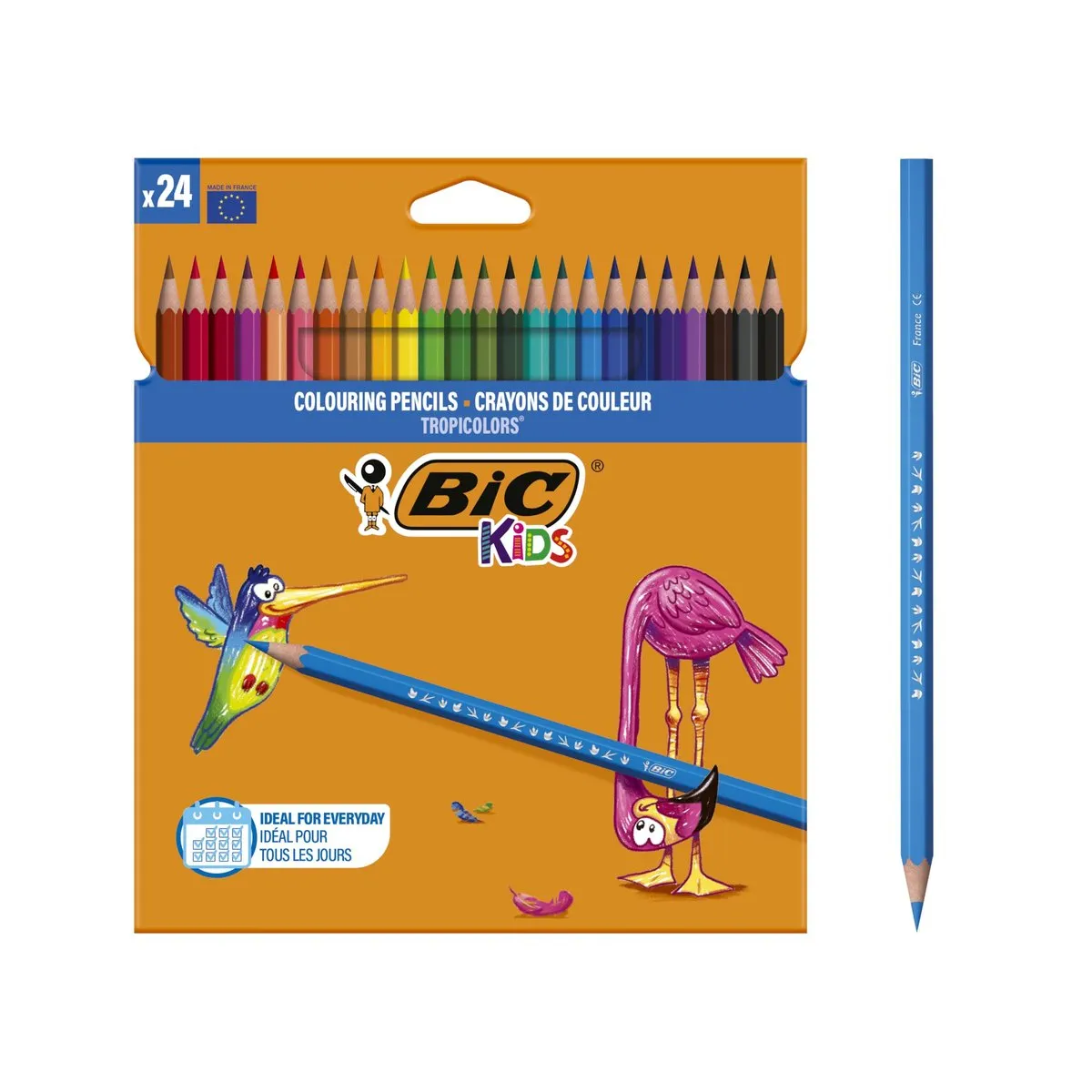 BIC Kids Lápices de Colores para Niños, Blíster de 24, Colores Surtidos