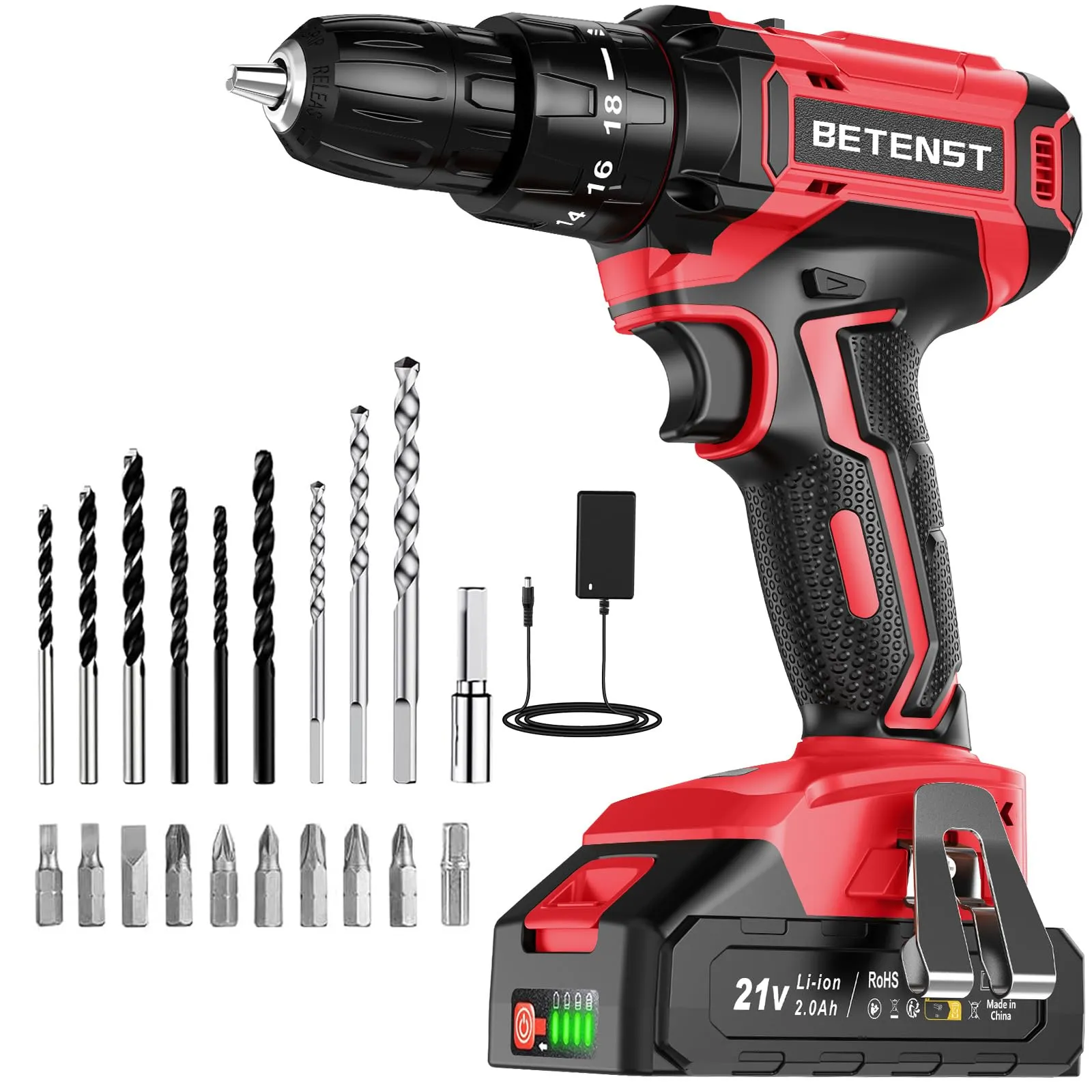 Taladro Atornillador a Batería Betenst 21V 2000mAh