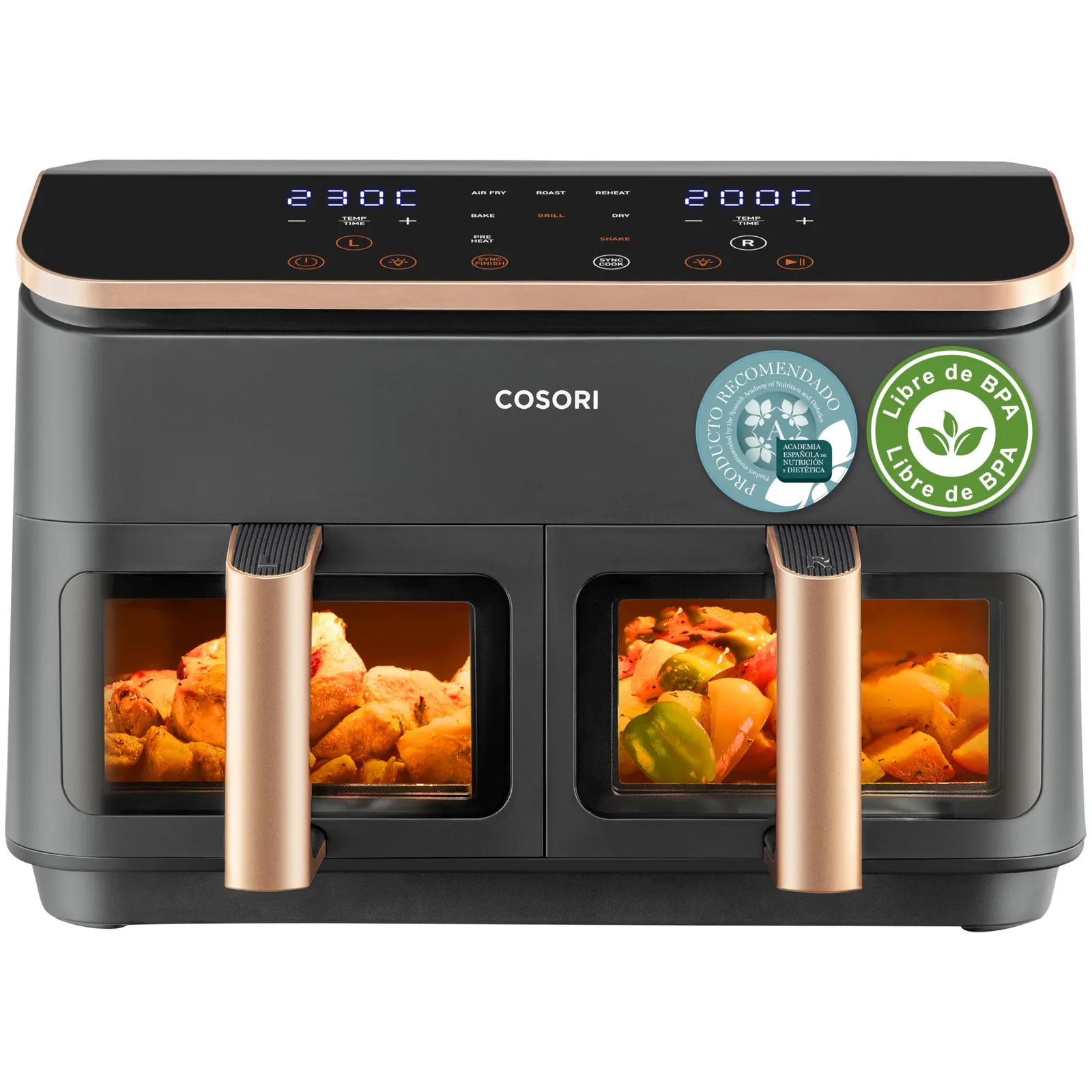 Cosori Freidora de Aire 8,5L Doble Cesta con Ventana y 10 Funciones