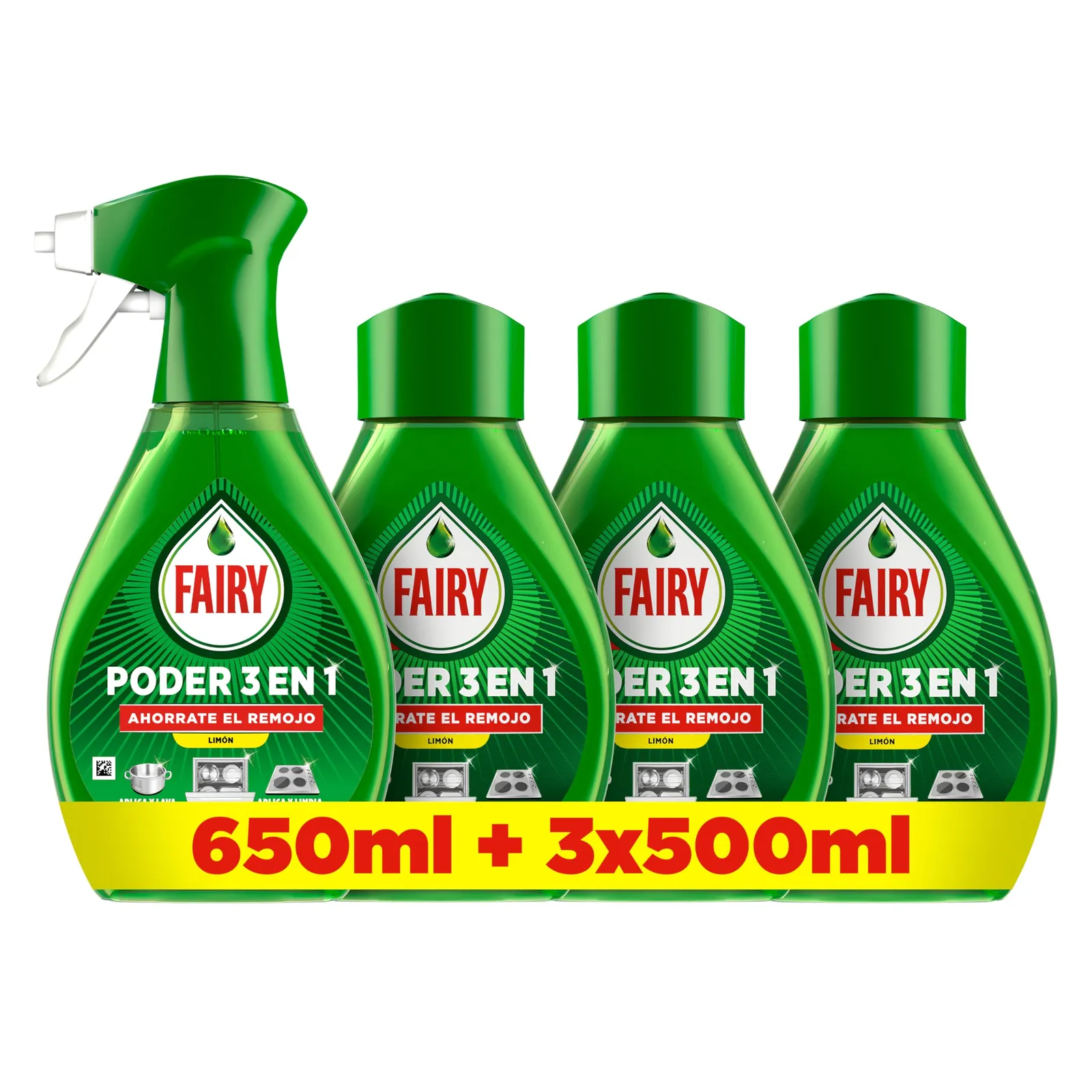 Pack Fairy Spray Limón 650ml + 3 Recambios 500ml