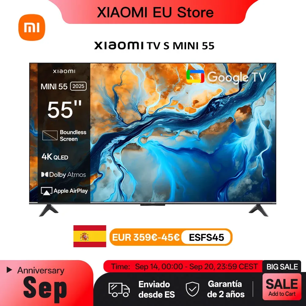 Xiaomi S Mini 55" 4K 144Hz QD-Mini LED TV, Dolby Vision/Atmos, Google TV
