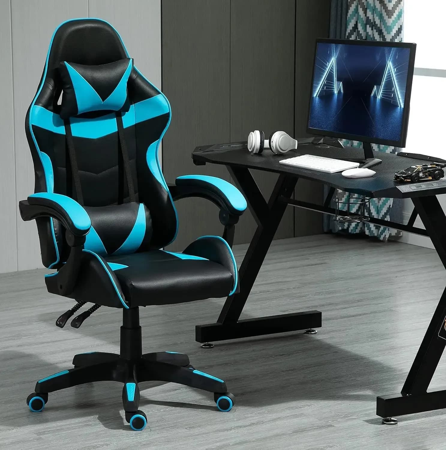 Silla Gaming Giratoria Piel Sintética con Inclinación