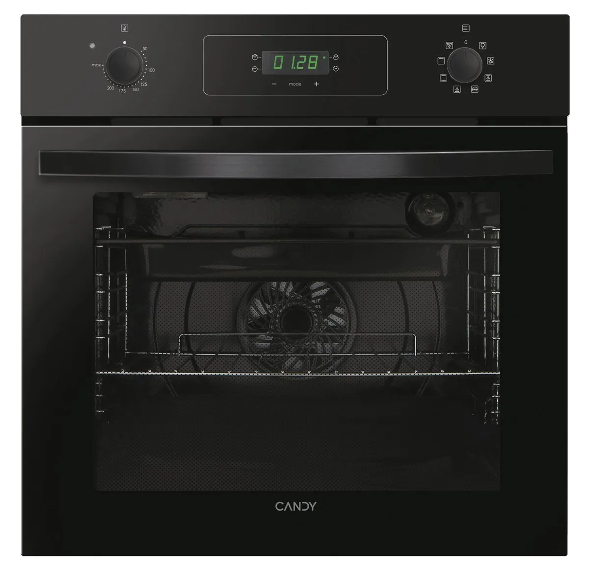 Horno multifunción Candy Idea 65L, 8 funciones, limpieza Aquactiva, ventilador, mandos Push&Pull, Negro