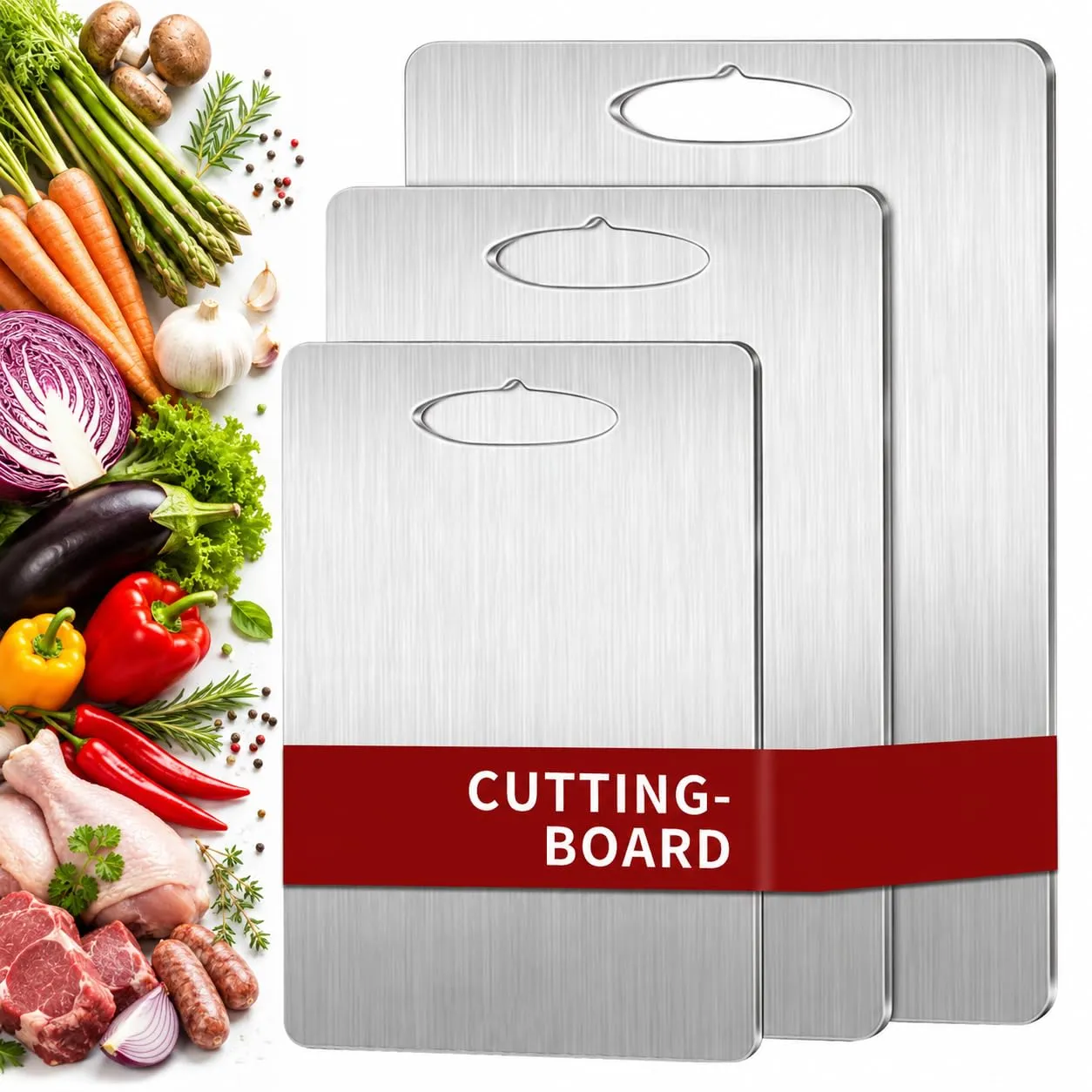 Pack 3 Tablas de Cortar CUBTEM Acero Inoxidable