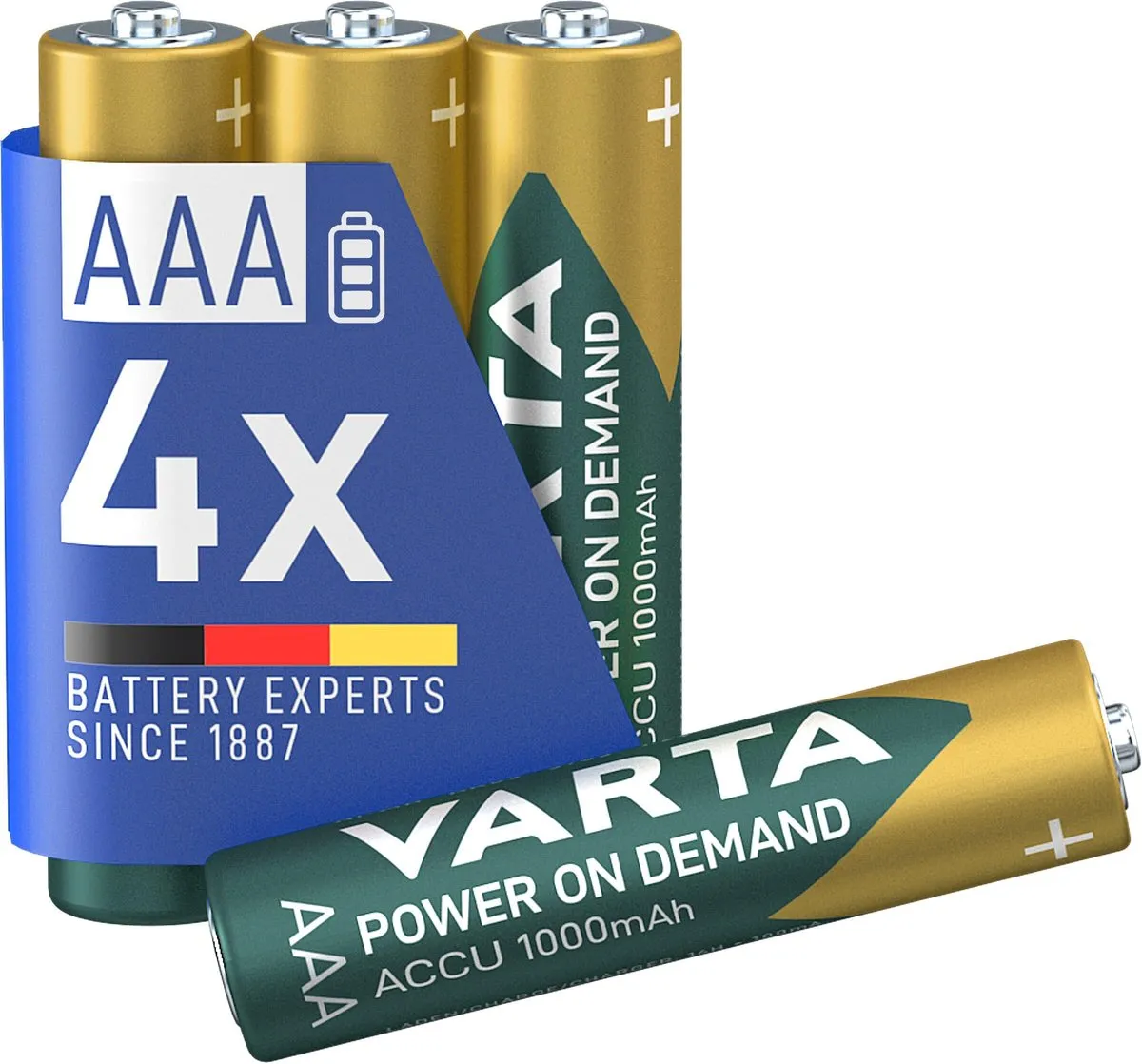 VARTA Pilas AAA Recargables Recharge Accu Power Paquete 4 Unidades 1000 mAh