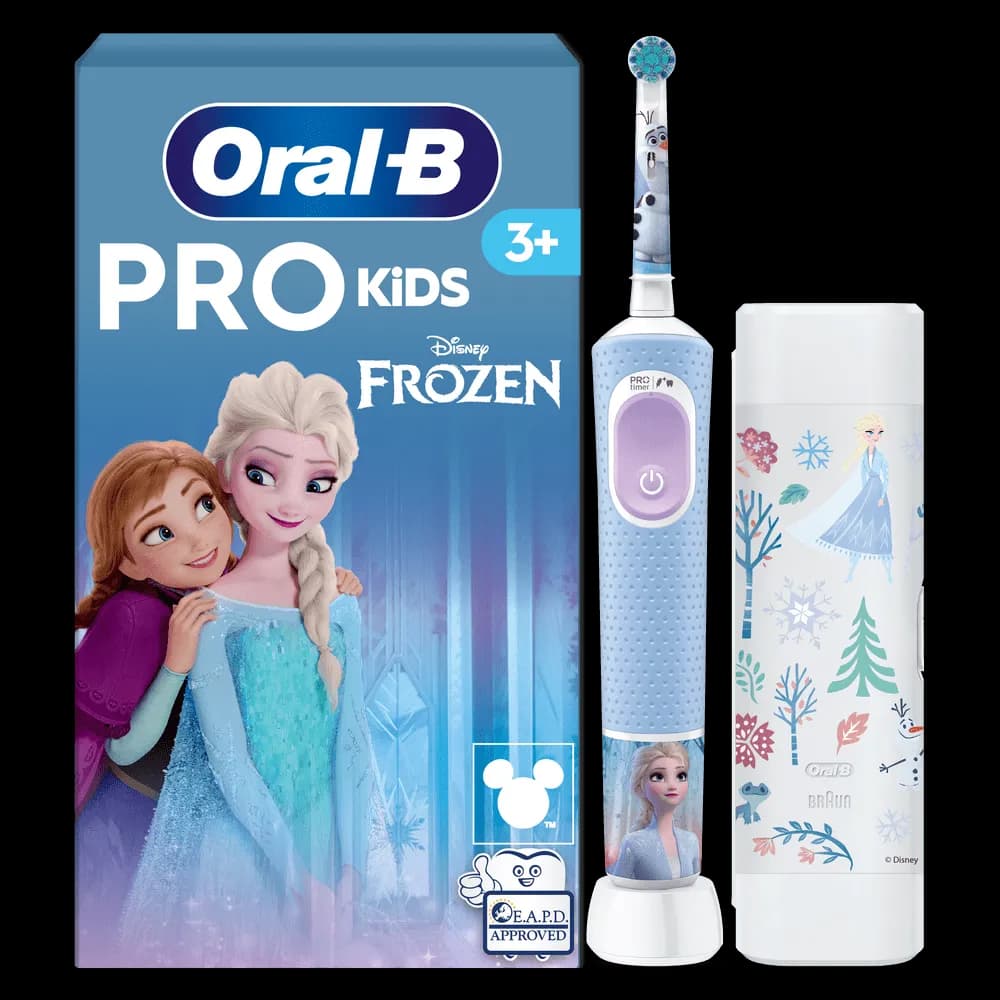 Cepillo eléctrico infantil Oral-B Pro Kids Frozen, 2 modos, Estuche de viaje, +3 Años, App Disney