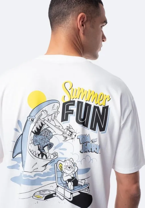 Camiseta manga corta hombre Tom & Jerry Warner Bros blanca