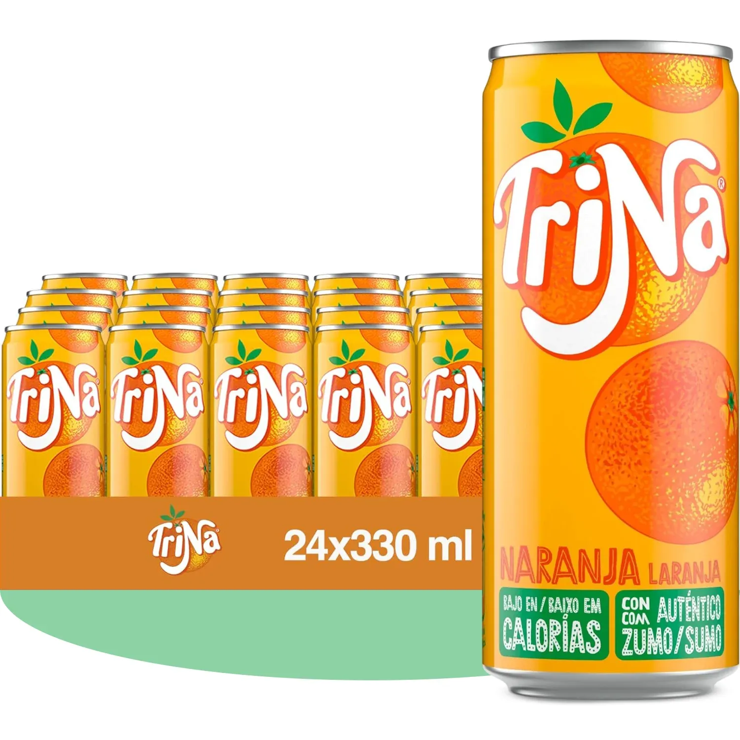 Pack 24 latas Trina Naranja Sin Gas Bajo en Calorías 330ml