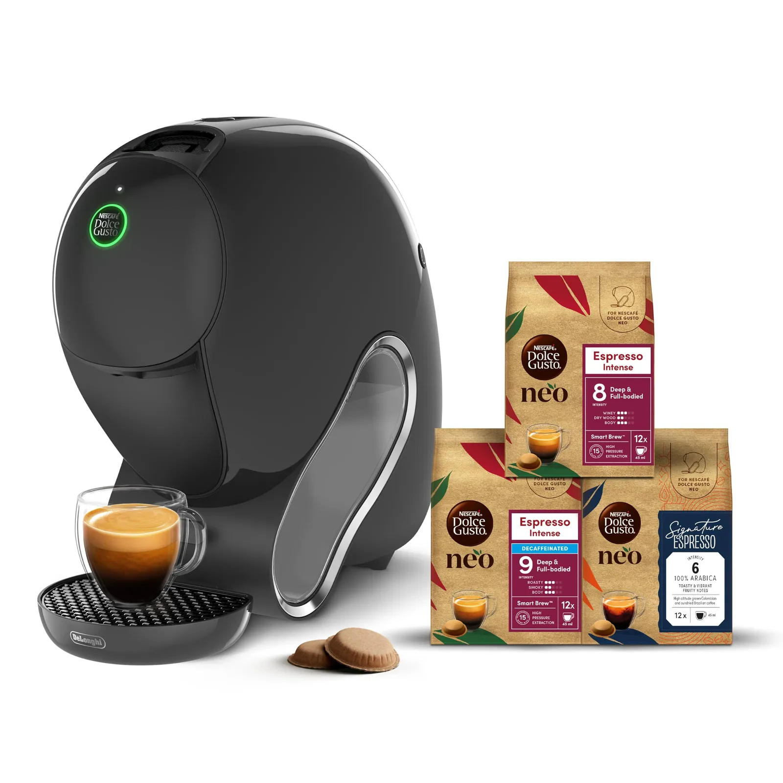 Cafetera Nescafé Dolce Gusto NEO SmartBrew 3en1 + 3 Packs Cápsulas Negro