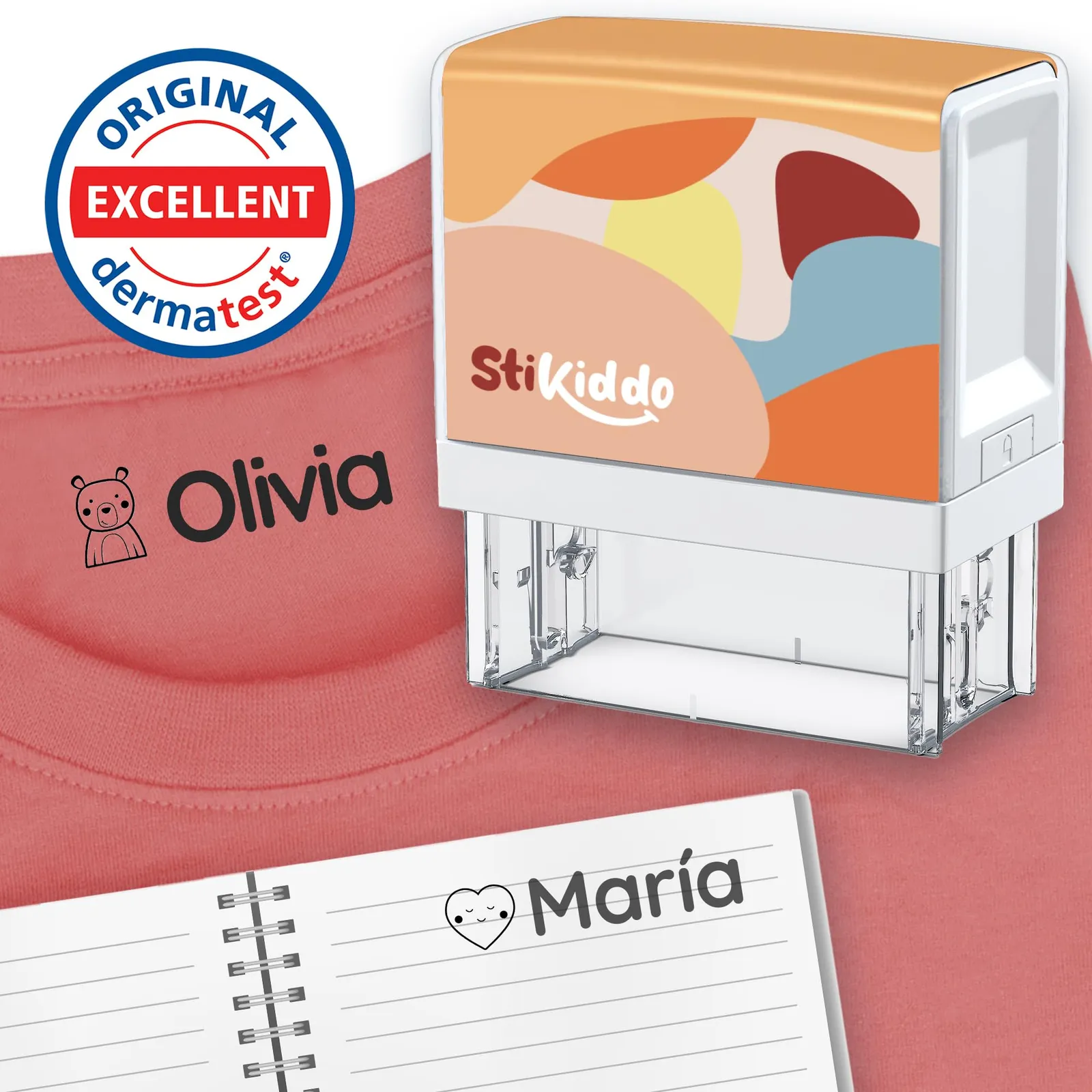 Sello StiKiddo® Personalizado para Ropa y Objetos - Resistente al Lavado - Guardería y Colegio