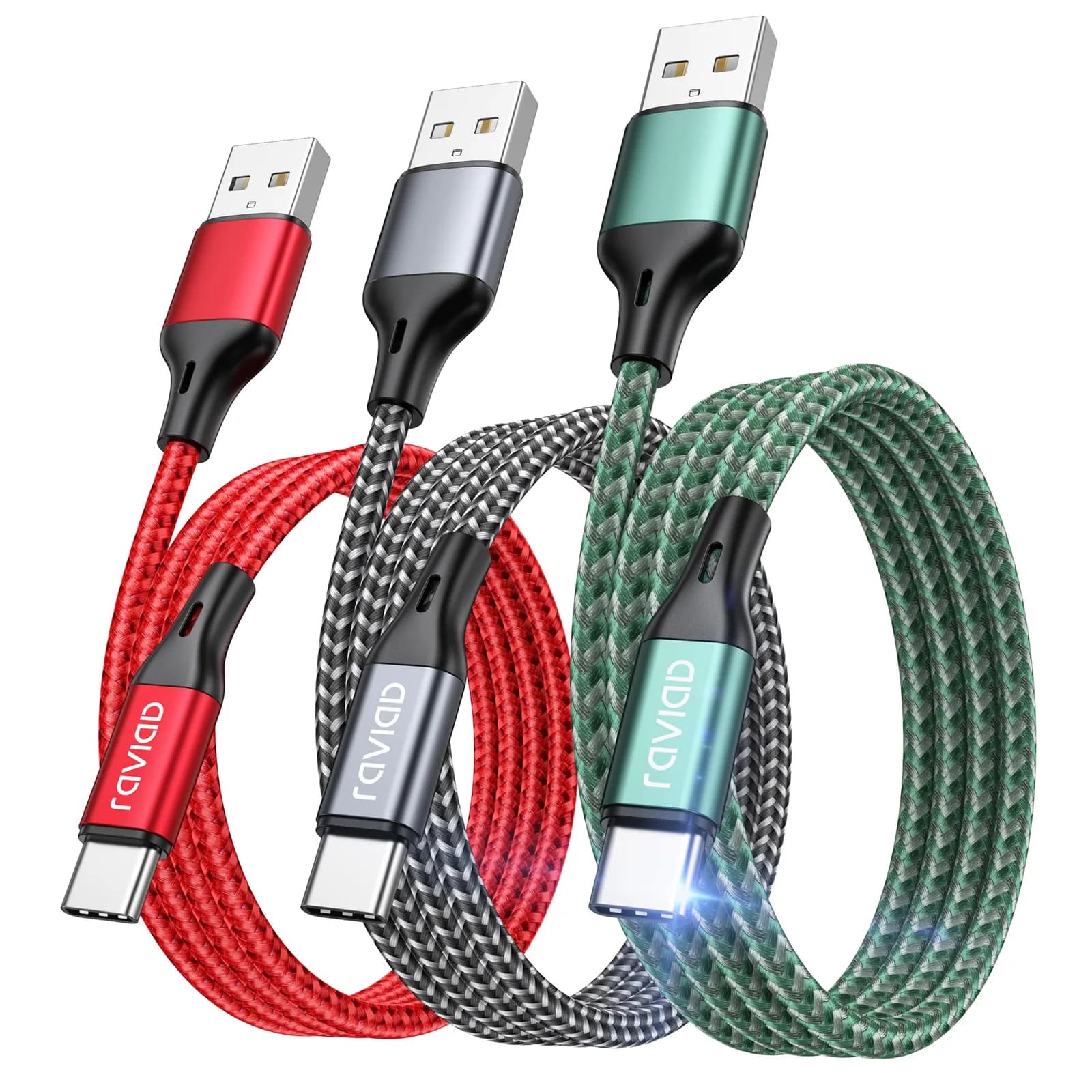 Pack 3 Cables USB C Raviad Carga Rápida 2M