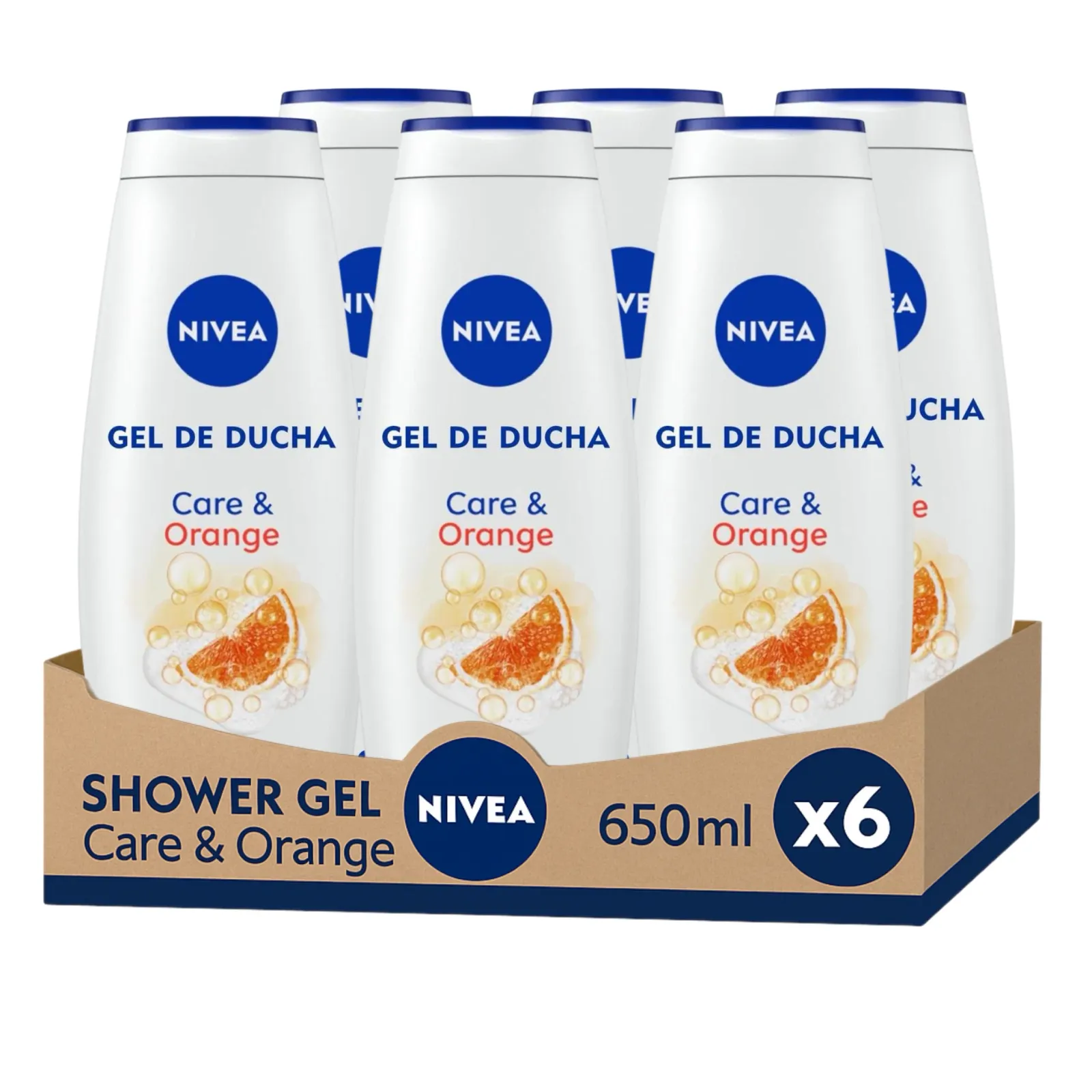 Pack 6x Nivea Gel de Ducha Care & Orange 650ml