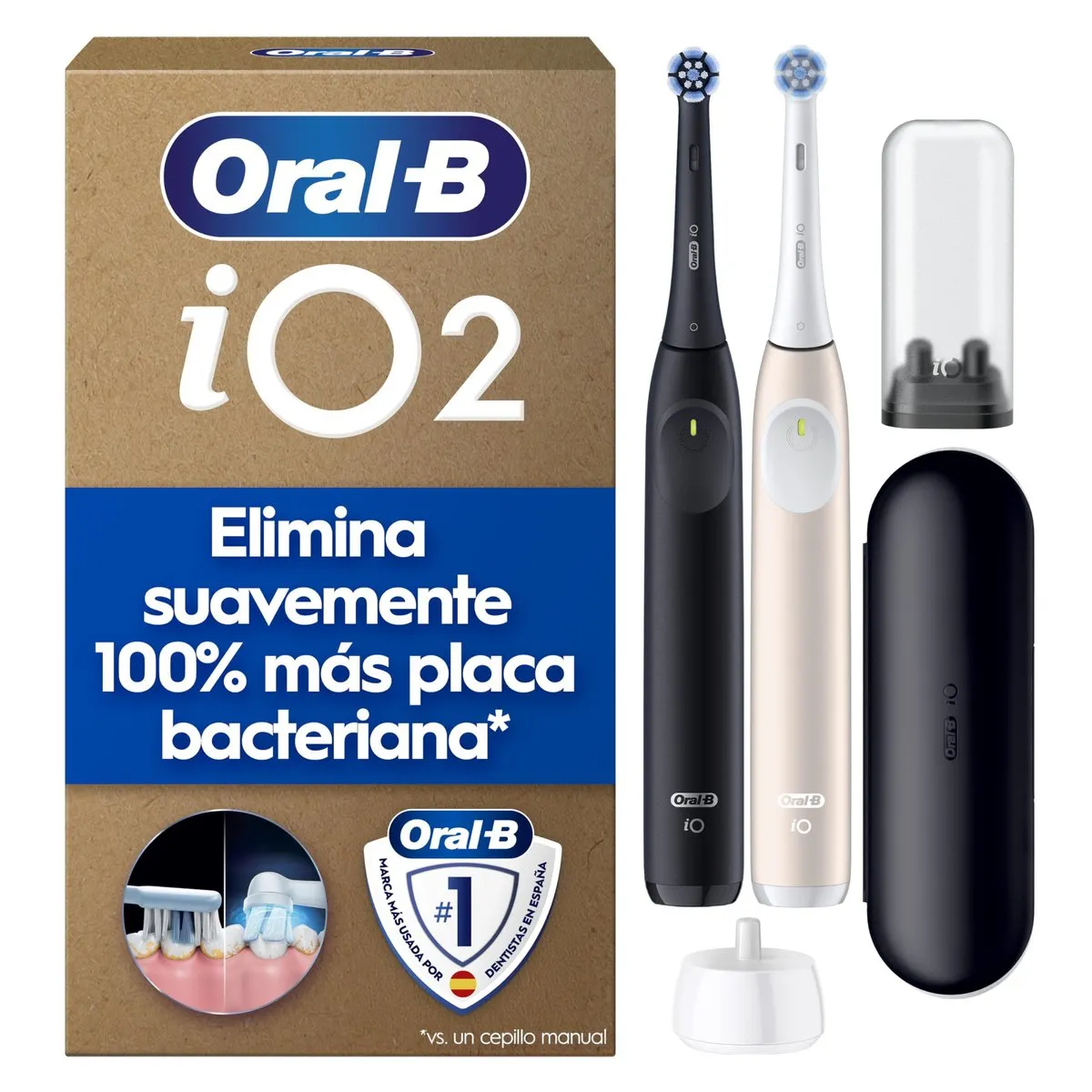 Pack 2 Cepillos Oral-B iO Series 2 (Tecnología iO, sensor presión, estuche viaje)