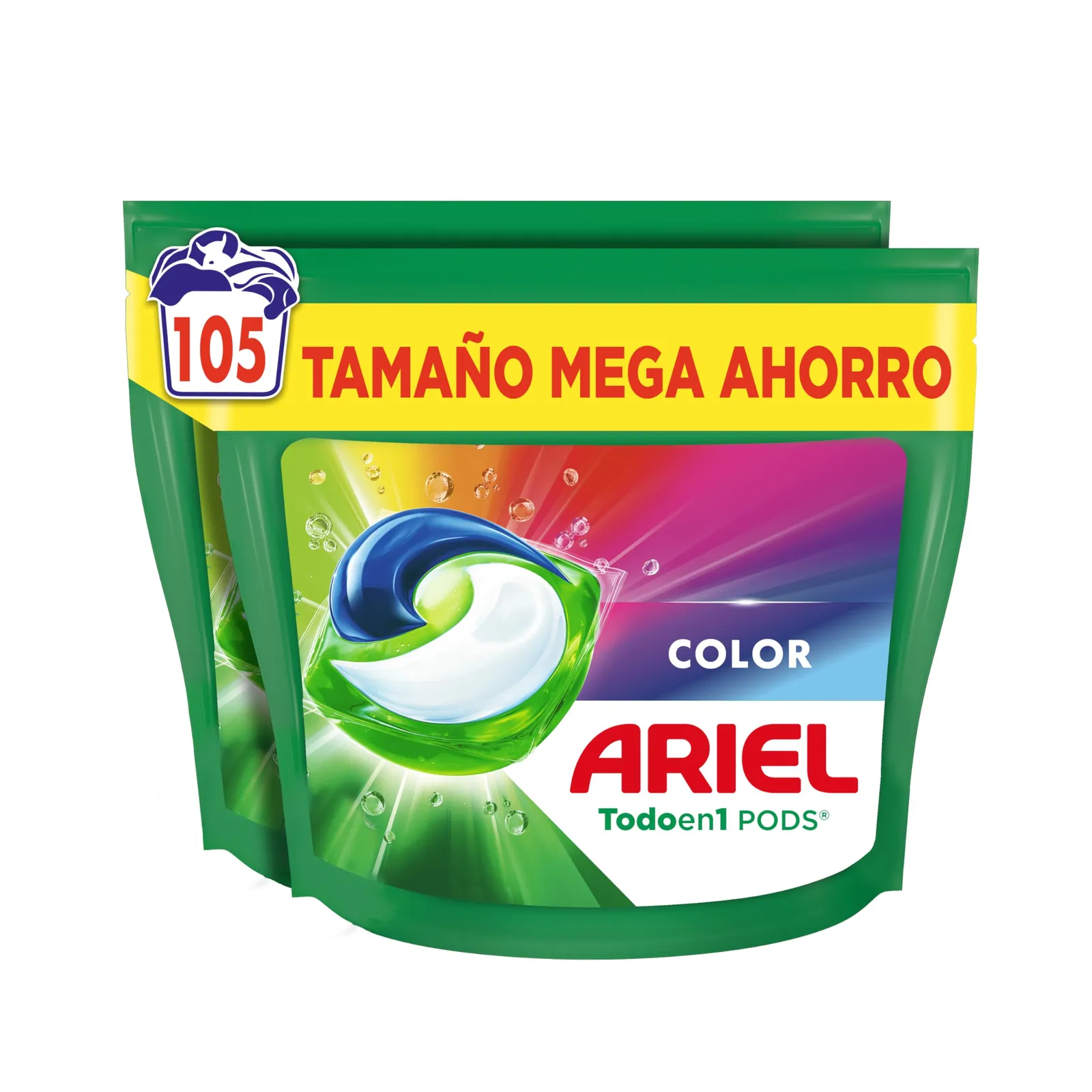 Ariel PODS Todo en 1 Extra Cuidado Color, 105 Cápsulas