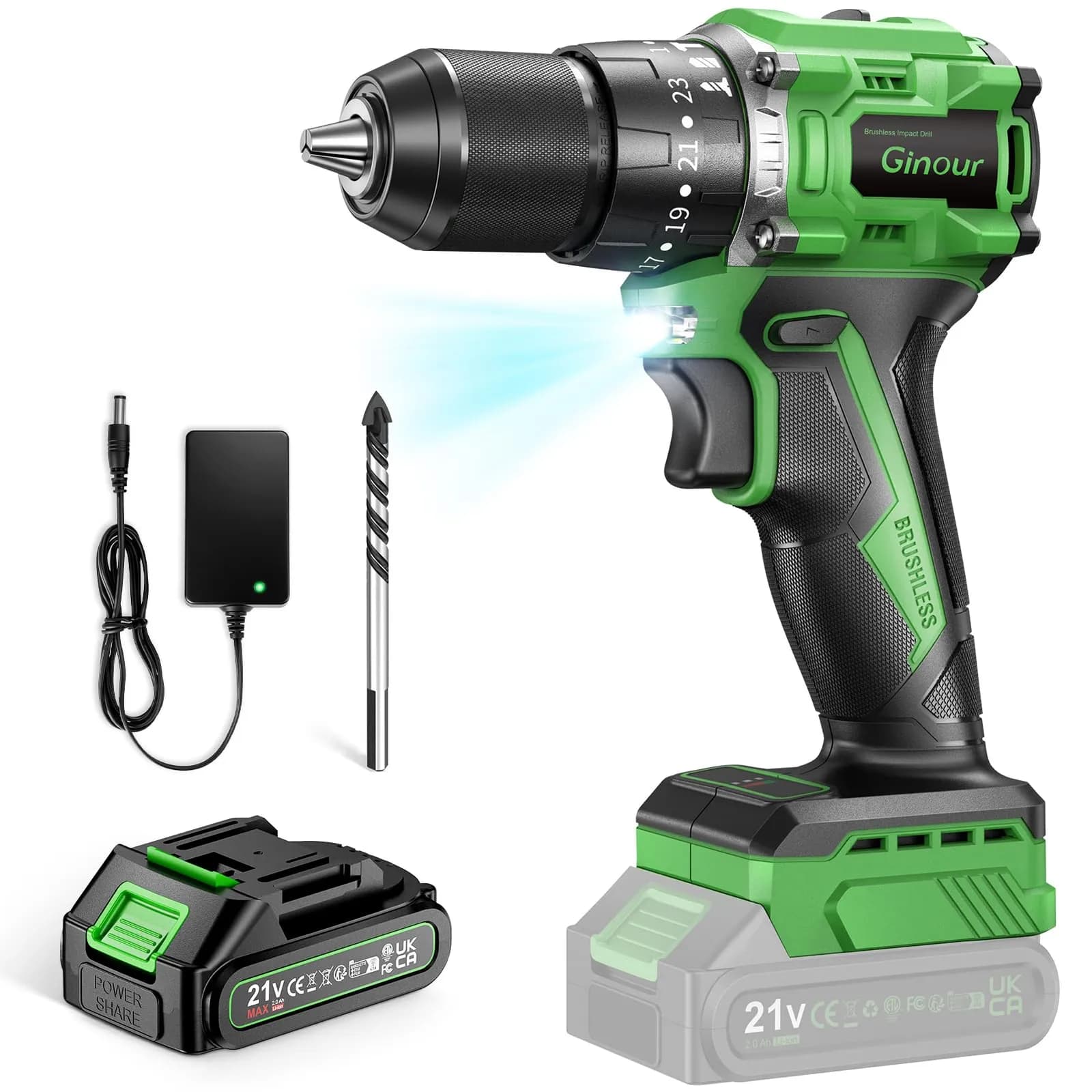 Ginour Taladro Percutor 21V