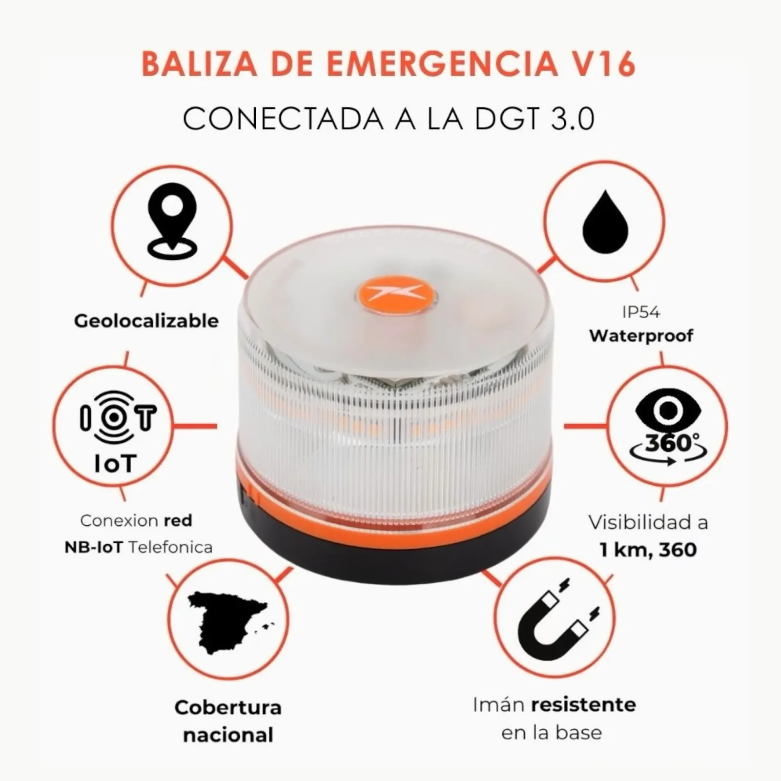 Baliza V16 DGT Geolocalización 3.0 Conectada