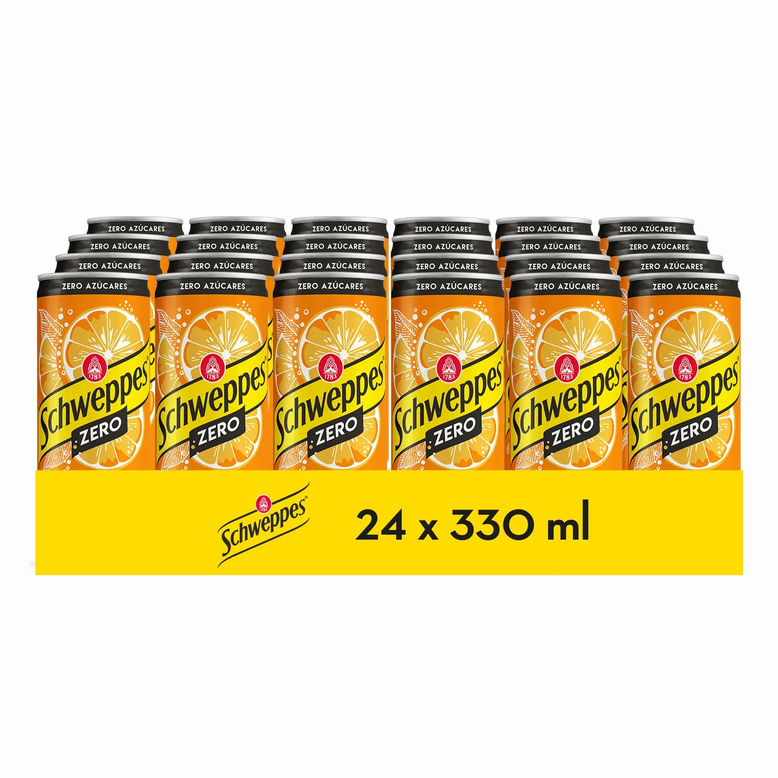 24 latas Schweppes Naranja Zero 33 cl (varias tallas)