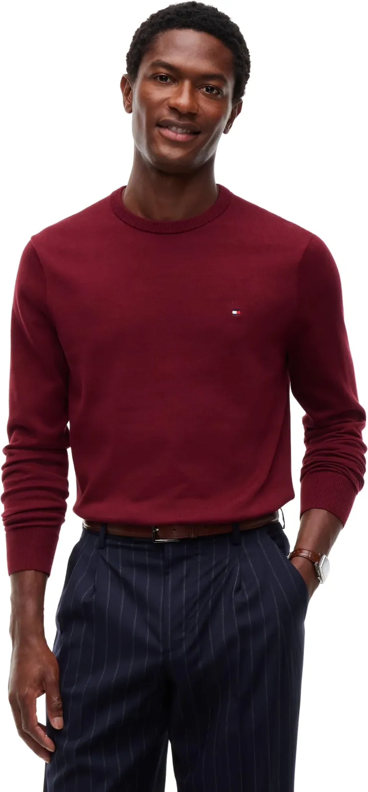 Jersey Tommy Hilfiger Esencial Algodón Cuello Redondo Hombre Granate (varias tallas)