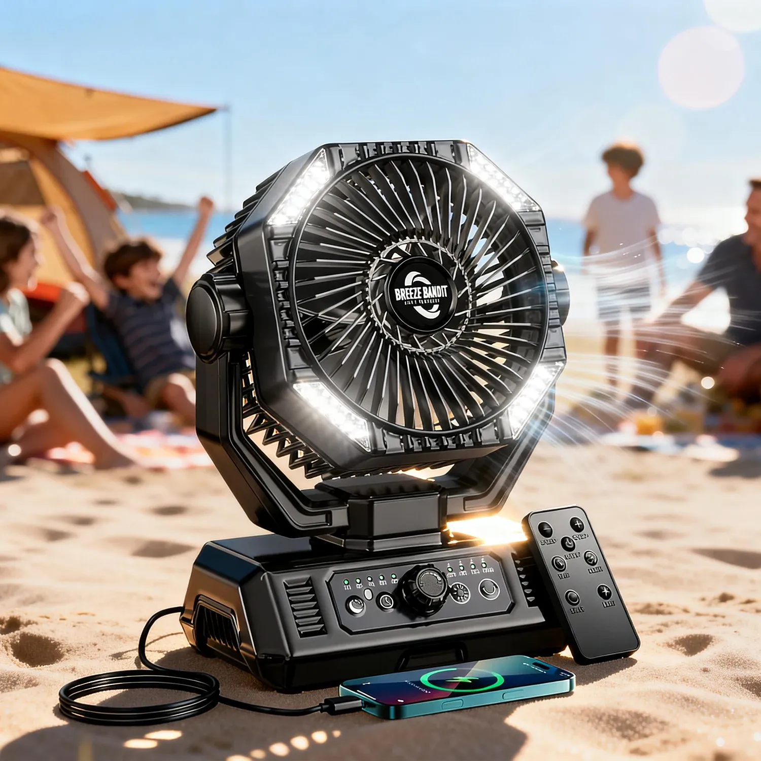 Ventilador de Camping Coldsky 20000mAh con Control Remoto y Luces LED